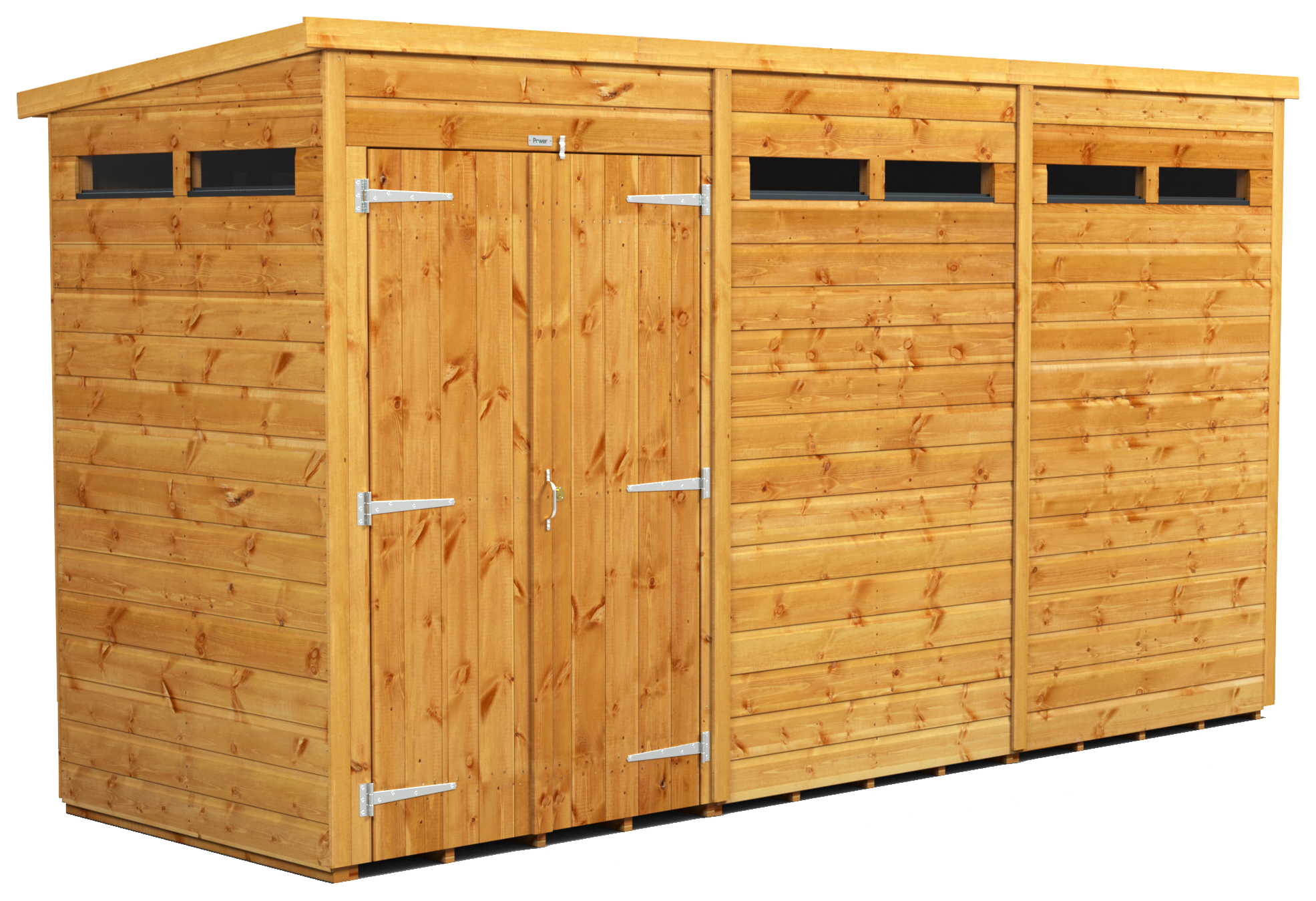 Power Sheds 12 x 4ft Double Door Pent Shiplap Dip Treated Security Shed