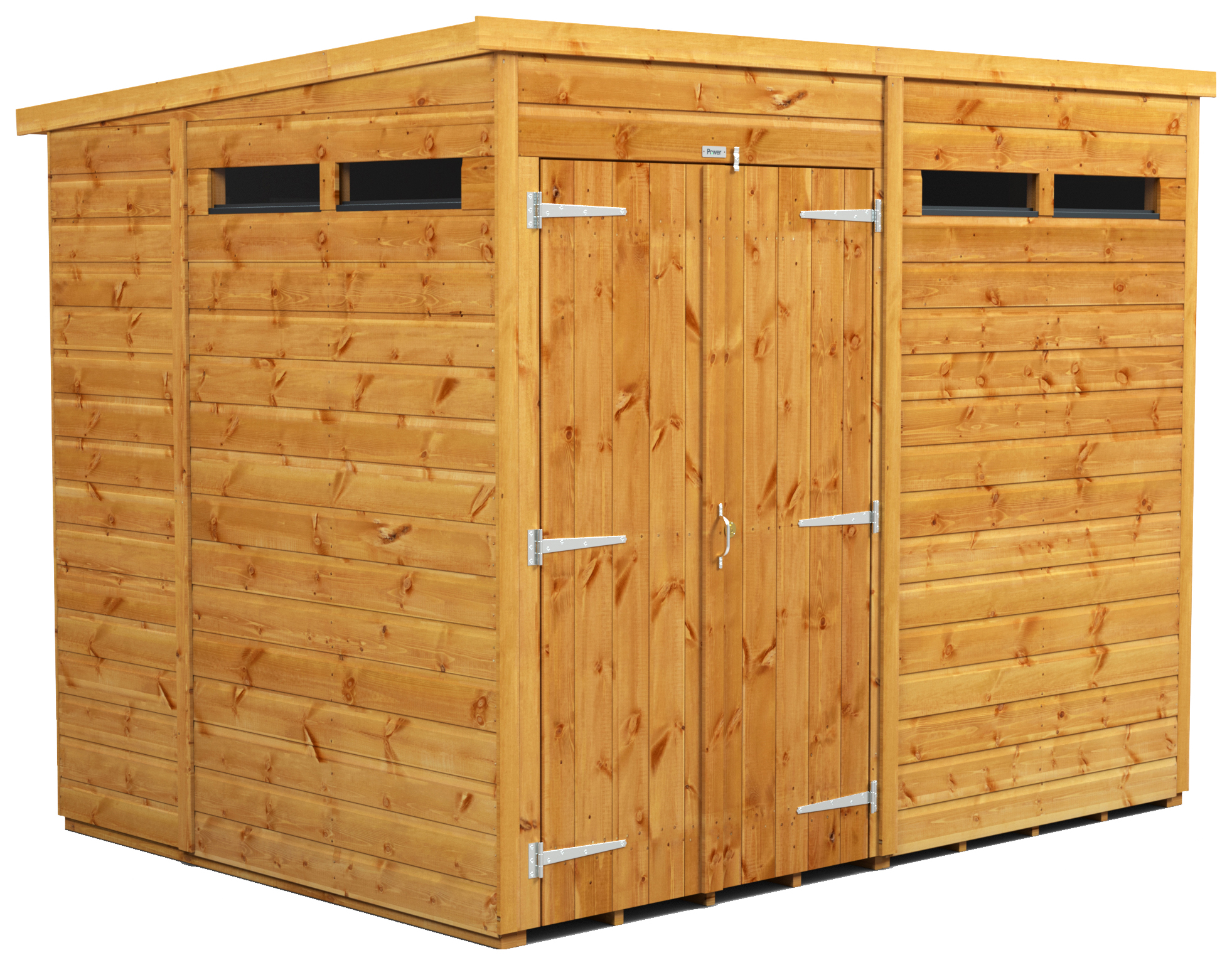 4872 Powersheds Double Door Pent Shiplap Dip Treated Security Shed - 8 x 6ft