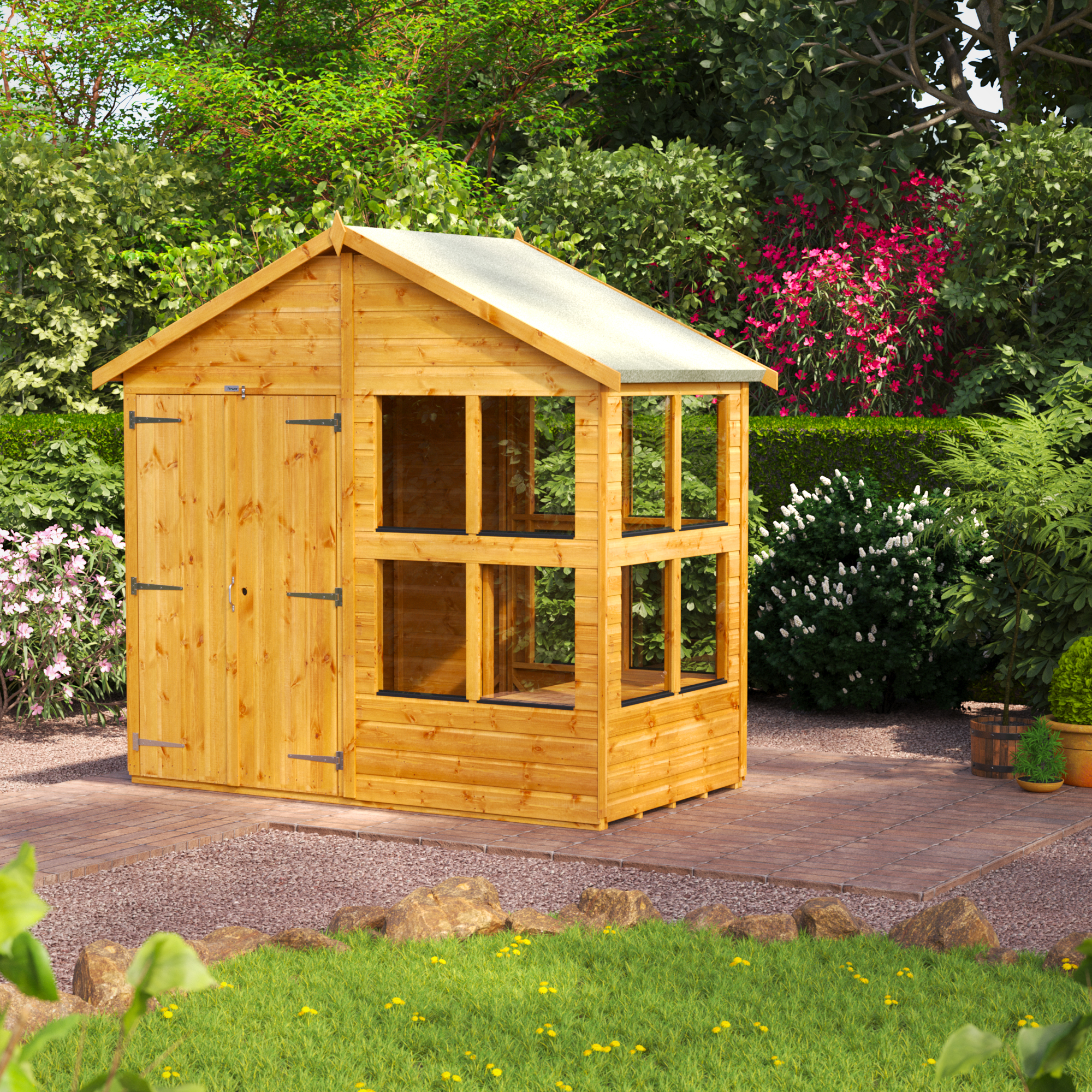 Power Sheds 4 x 8ft Double Door Apex Shiplap Dip Treated Potting Shed