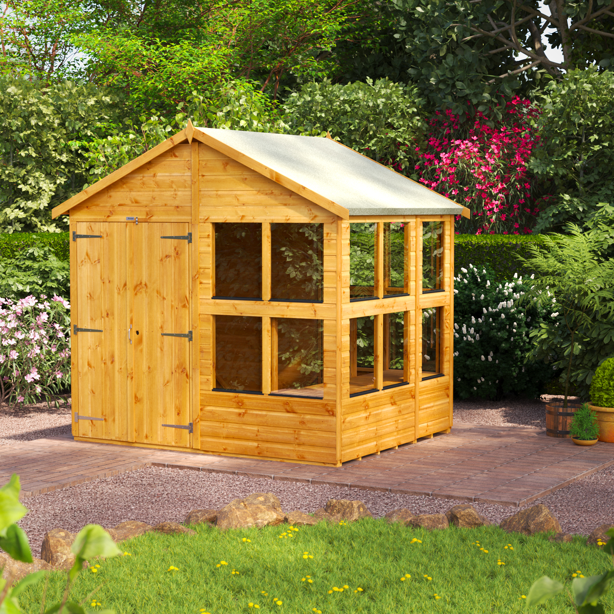 Image of Power Sheds 6 x 8ft Double Door Apex Shiplap Dip Treated Potting Shed