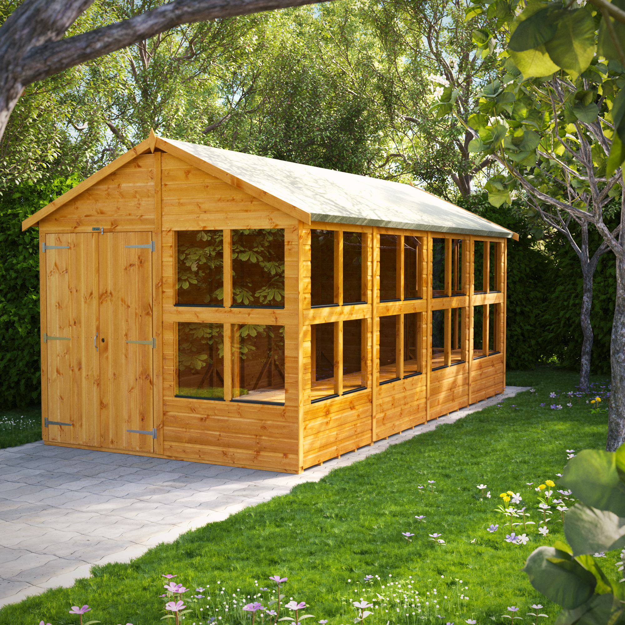 Power Sheds 16 x 8ft Double Door Apex Shiplap Dip Treated Potting Shed