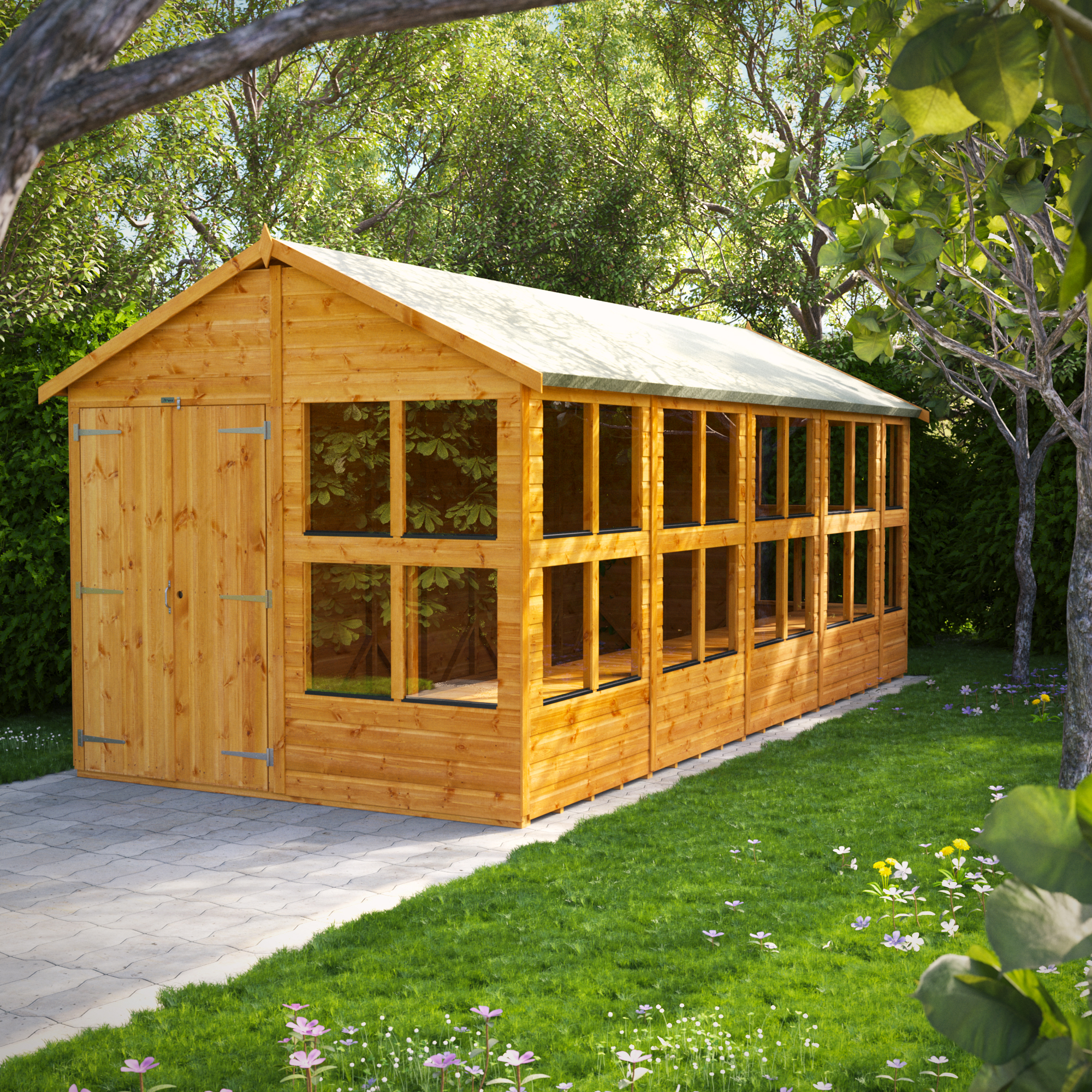 Power Sheds 18 x 8ft Double Door Apex Shiplap Dip Treated Potting Shed