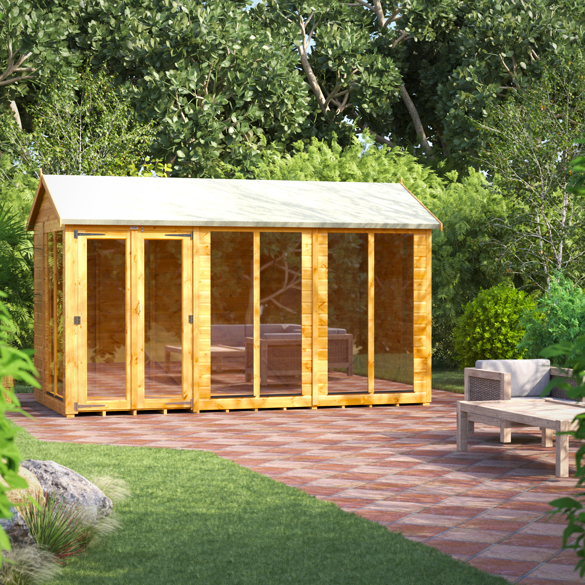 Image of Power Sheds 12 x 6ft Apex Shiplap Dip Treated Summerhouse