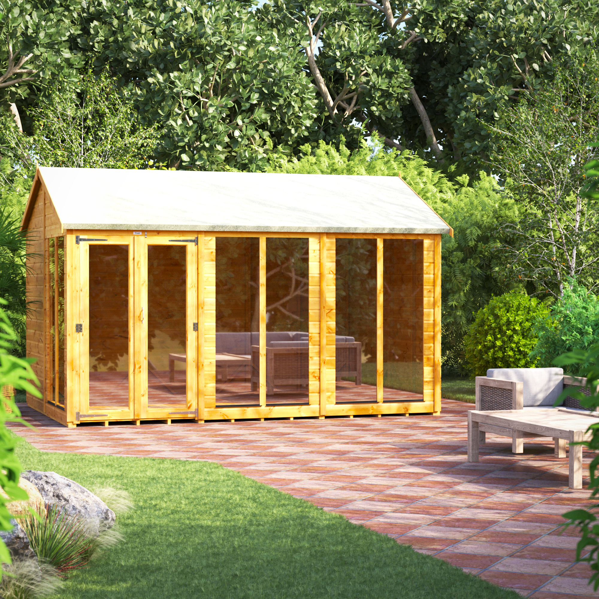 Image of Power Sheds 12 x 8ft Apex Shiplap Dip Treated Summerhouse