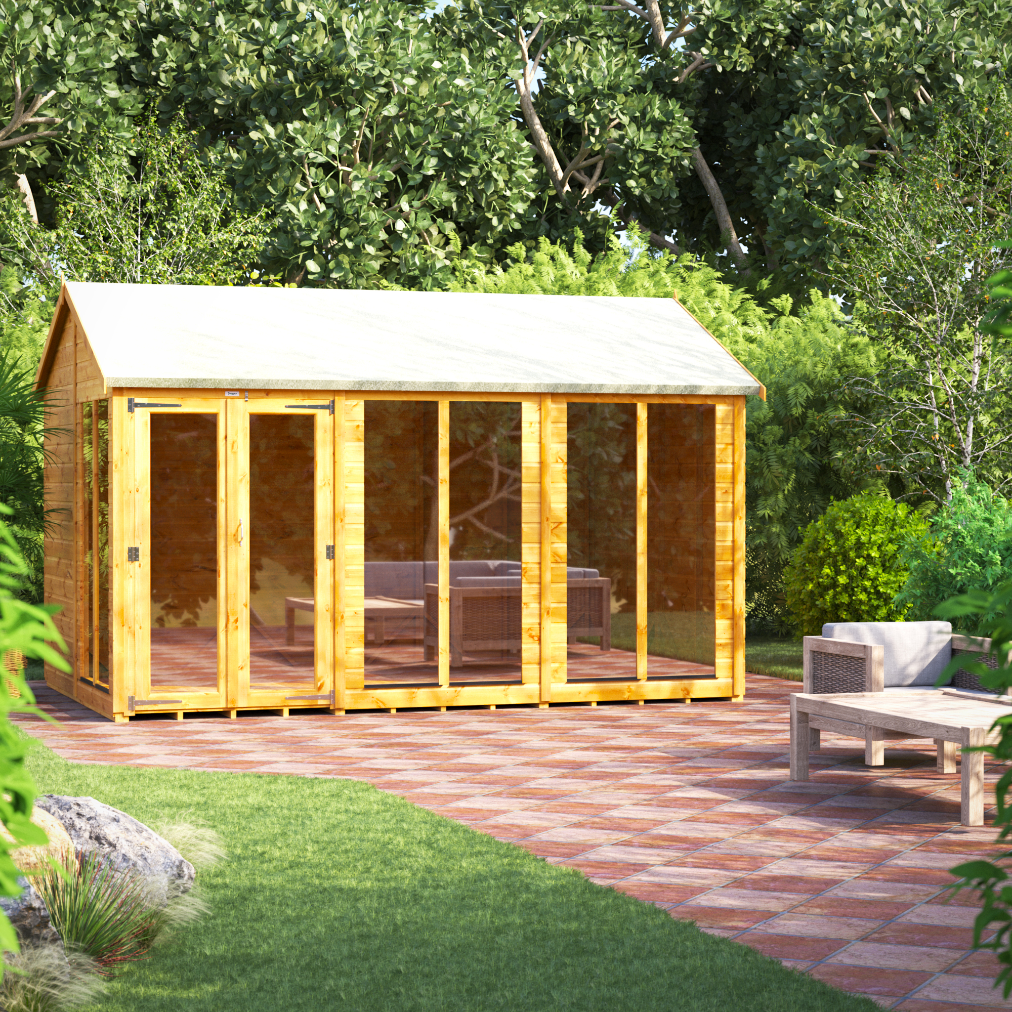 Powersheds Apex Shiplap Dip Treated Summerhouse - 12 x 8ft