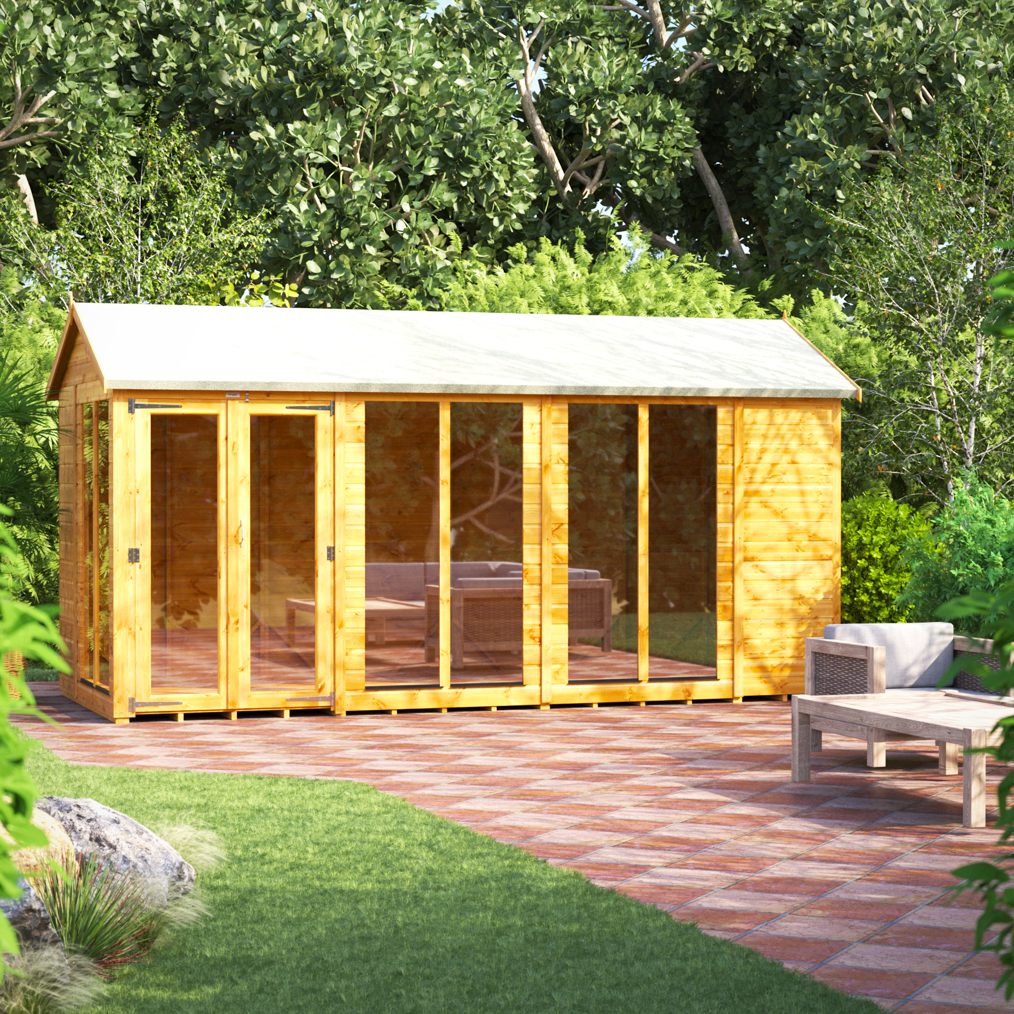 Image of Power Sheds 14 x 6ft Apex Shiplap Dip Treated Summerhouse