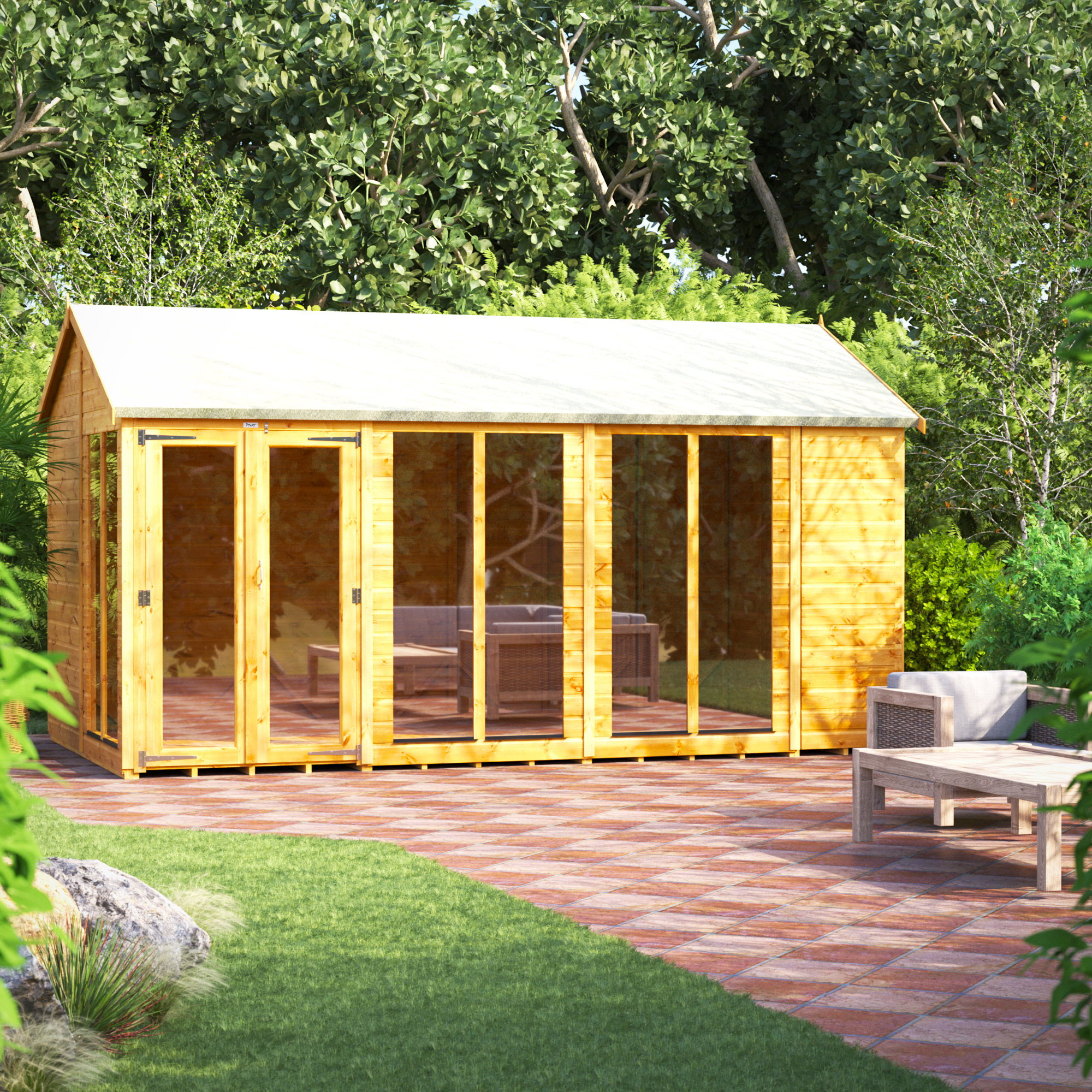 Powersheds Apex Shiplap Dip Treated Summerhouse - 14 x 8ft