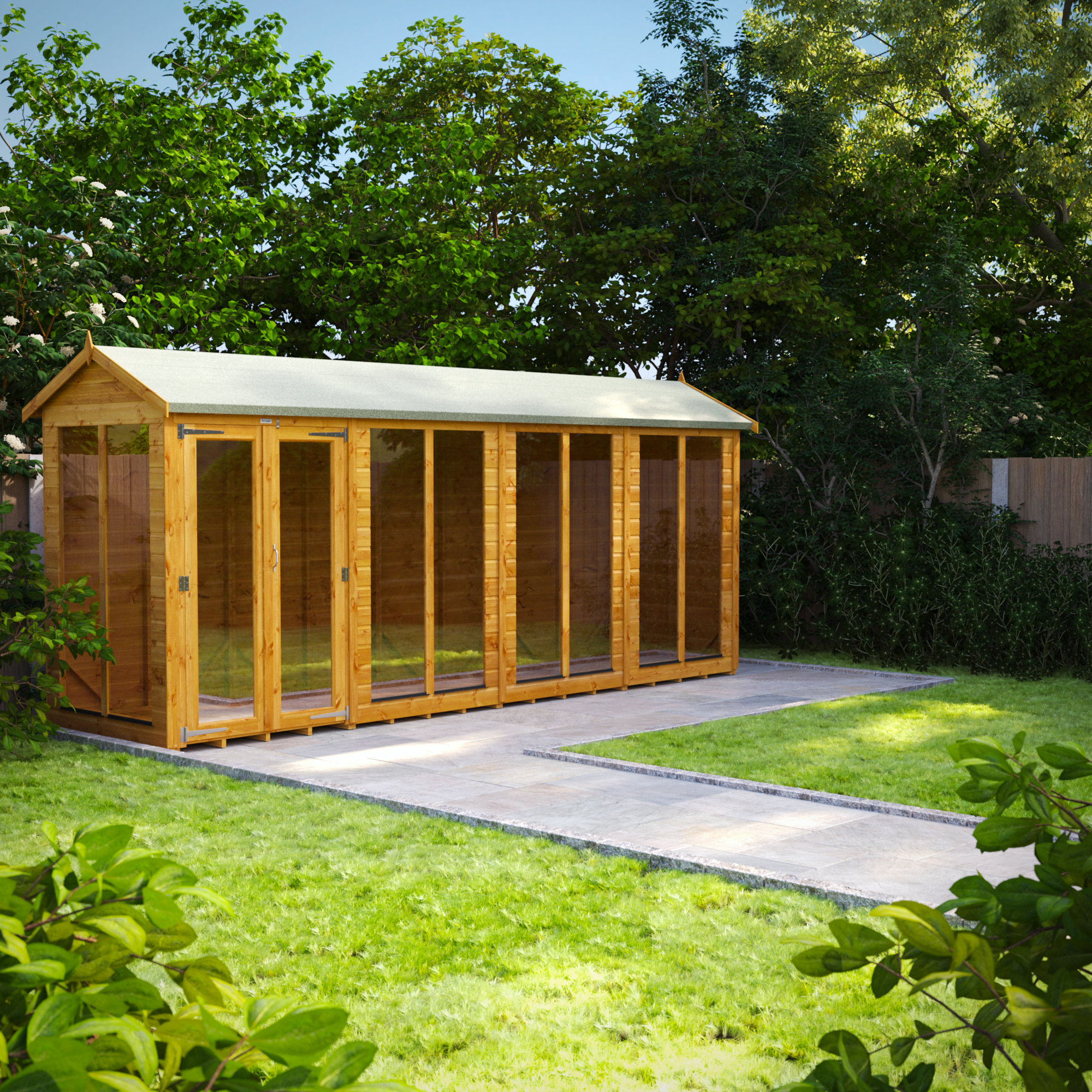 Image of Power Sheds 16 x 4ft Apex Shiplap Dip Treated Summerhouse