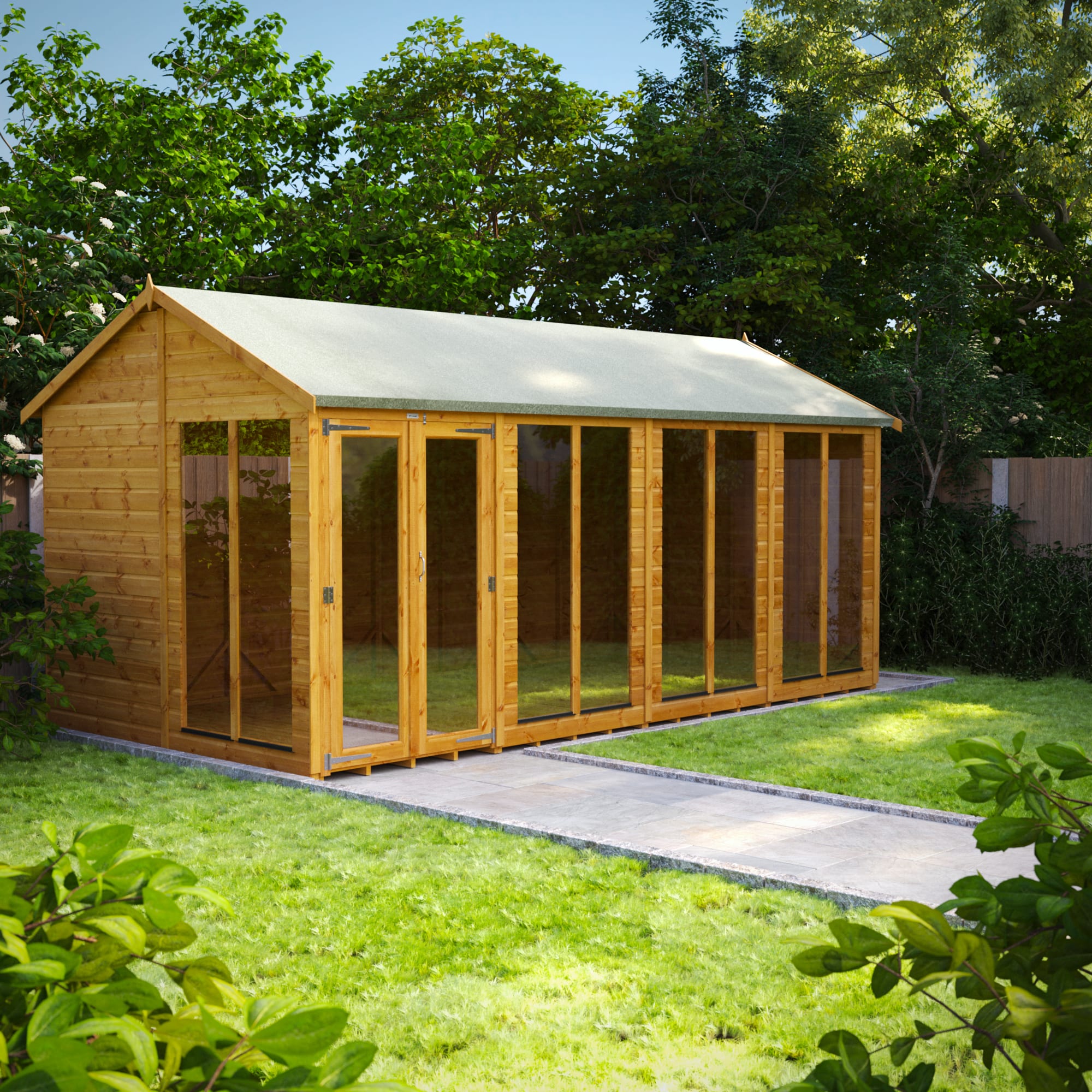 Power Sheds 16 x 8ft Apex Shiplap Dip Treated Summerhouse Wickes.co.uk