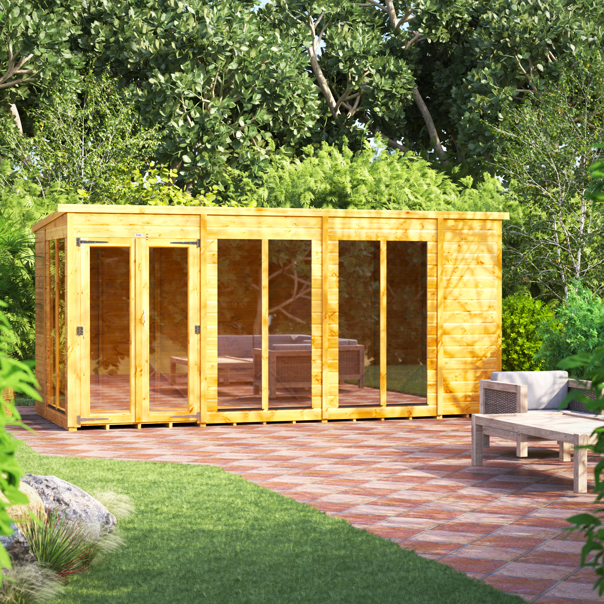 Image of Power Sheds 14 x 6ft Pent Shiplap Dip Treated Summerhouse