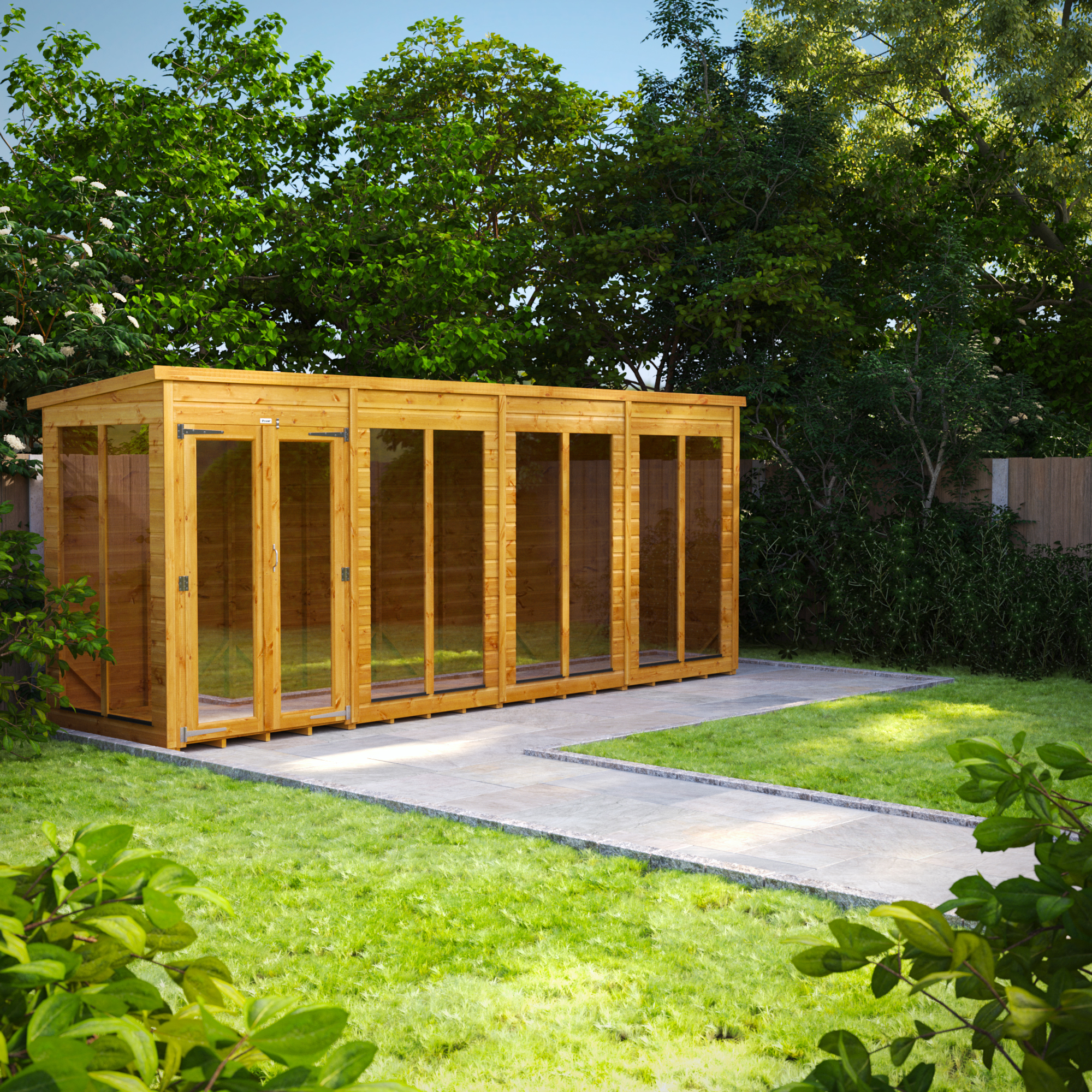Image of Power Sheds 16 x 4ft Pent Shiplap Dip Treated Summerhouse