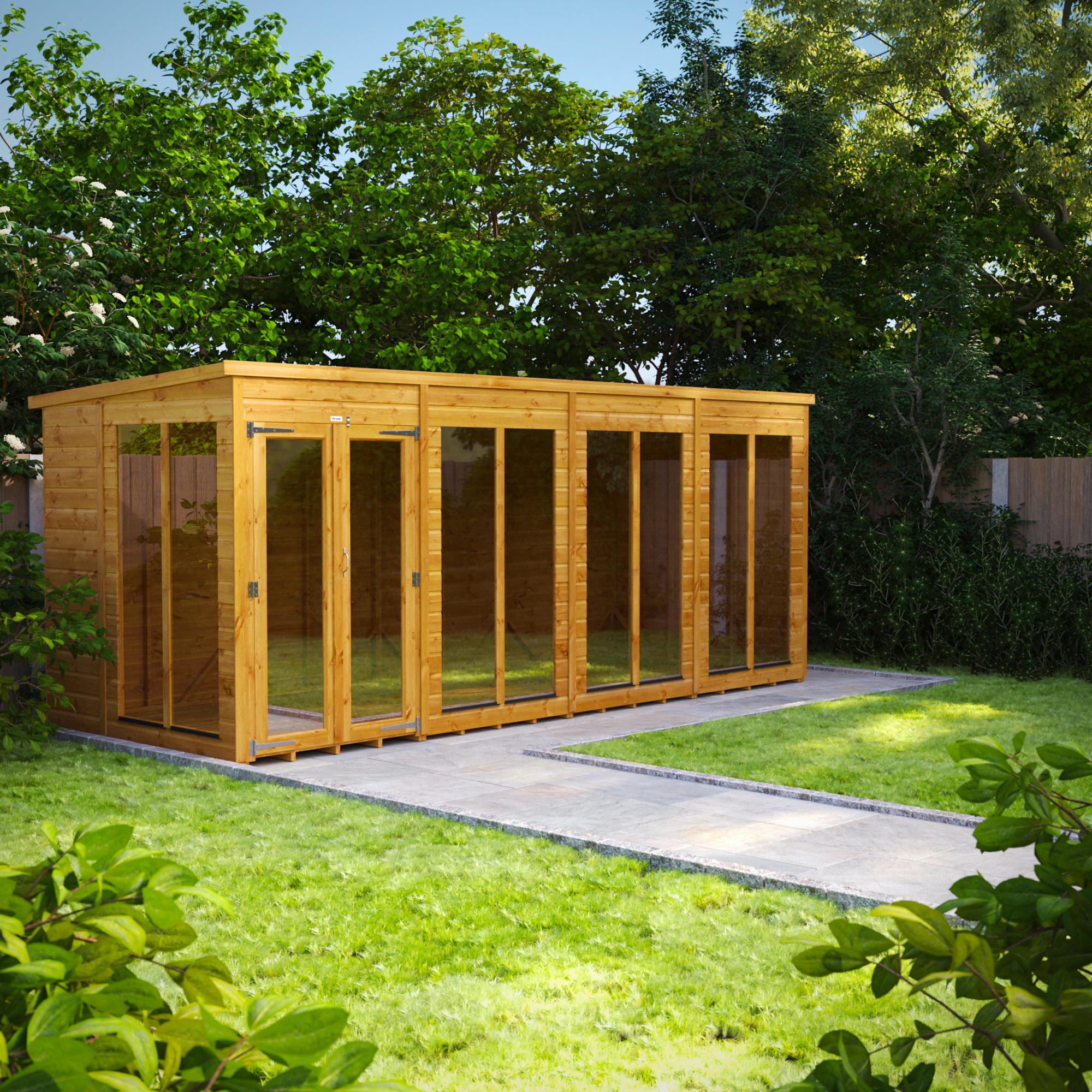 Image of Power Sheds 16 x 6ft Pent Shiplap Dip Treated Summerhouse