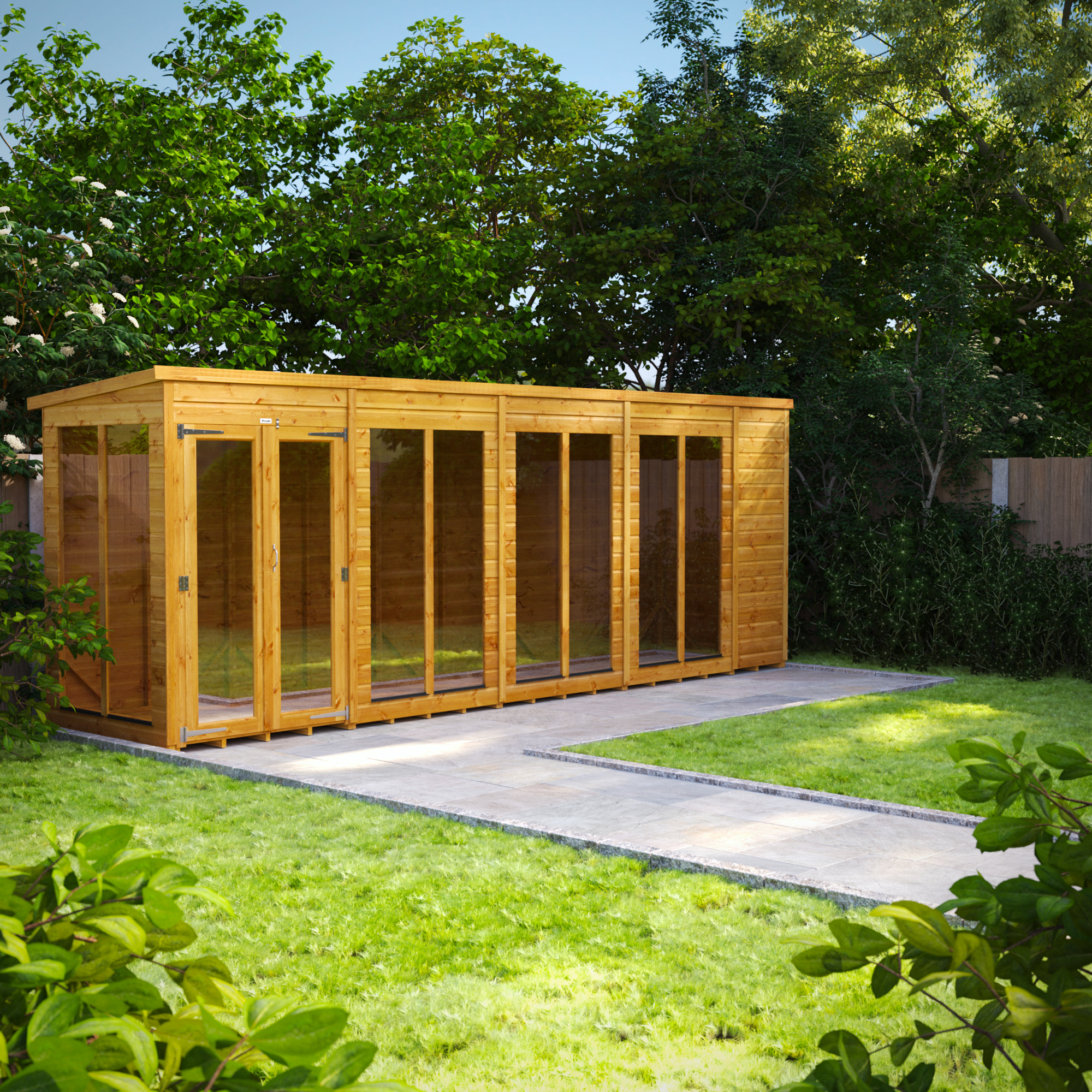 Image of Power Sheds 18 x 4ft Pent Shiplap Dip Treated Summerhouse