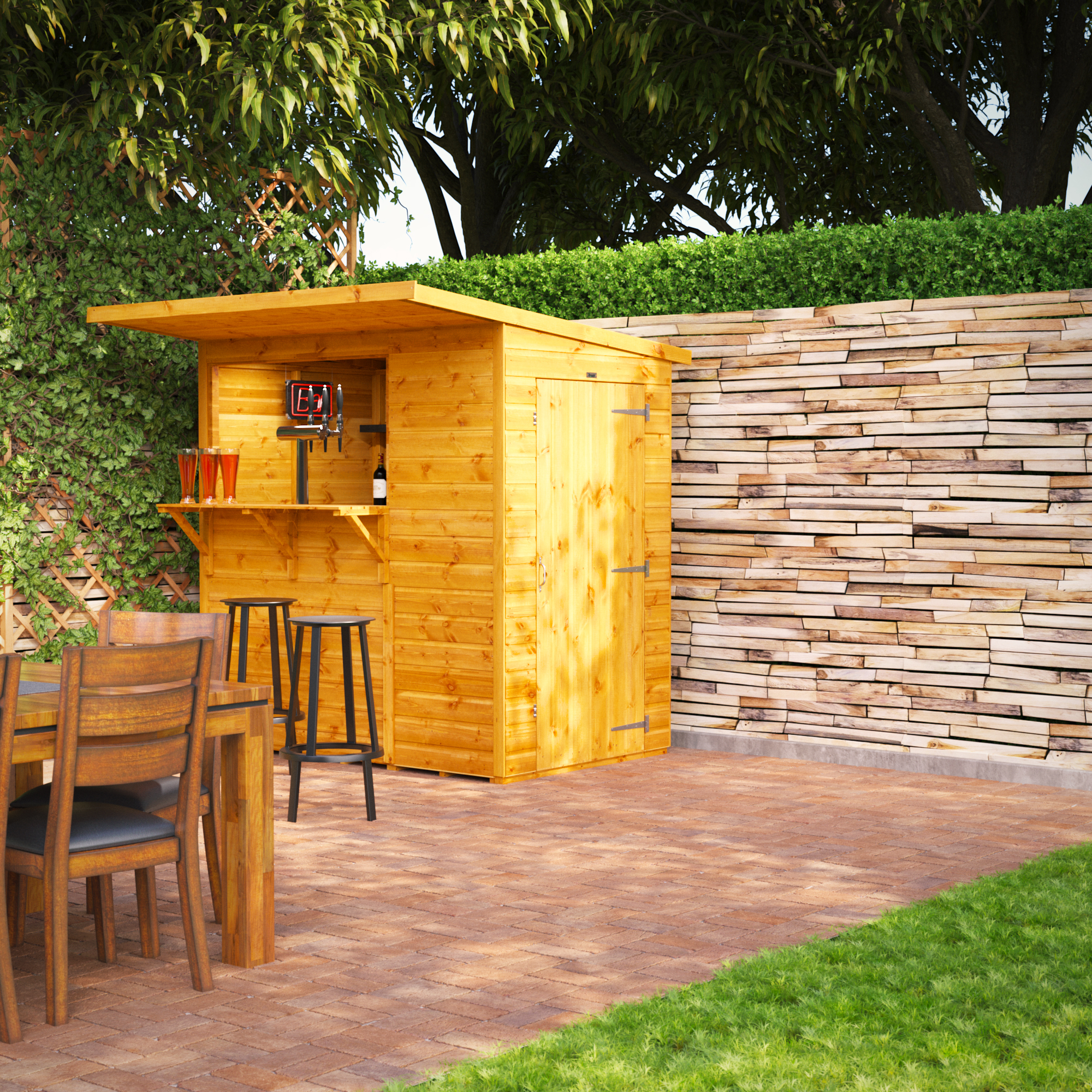Powersheds Pent Shiplap Dip Treated Pub Shed - 6 x 4ft