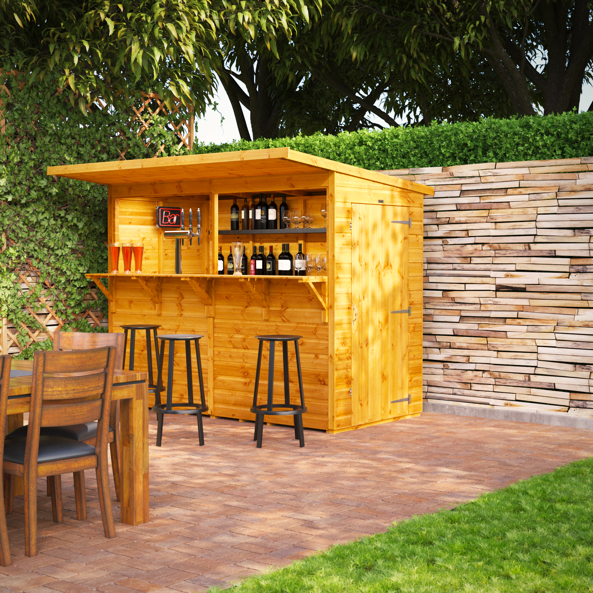 Power Sheds 8 x 4ft Pent Shiplap Dip Treated Pub Shed