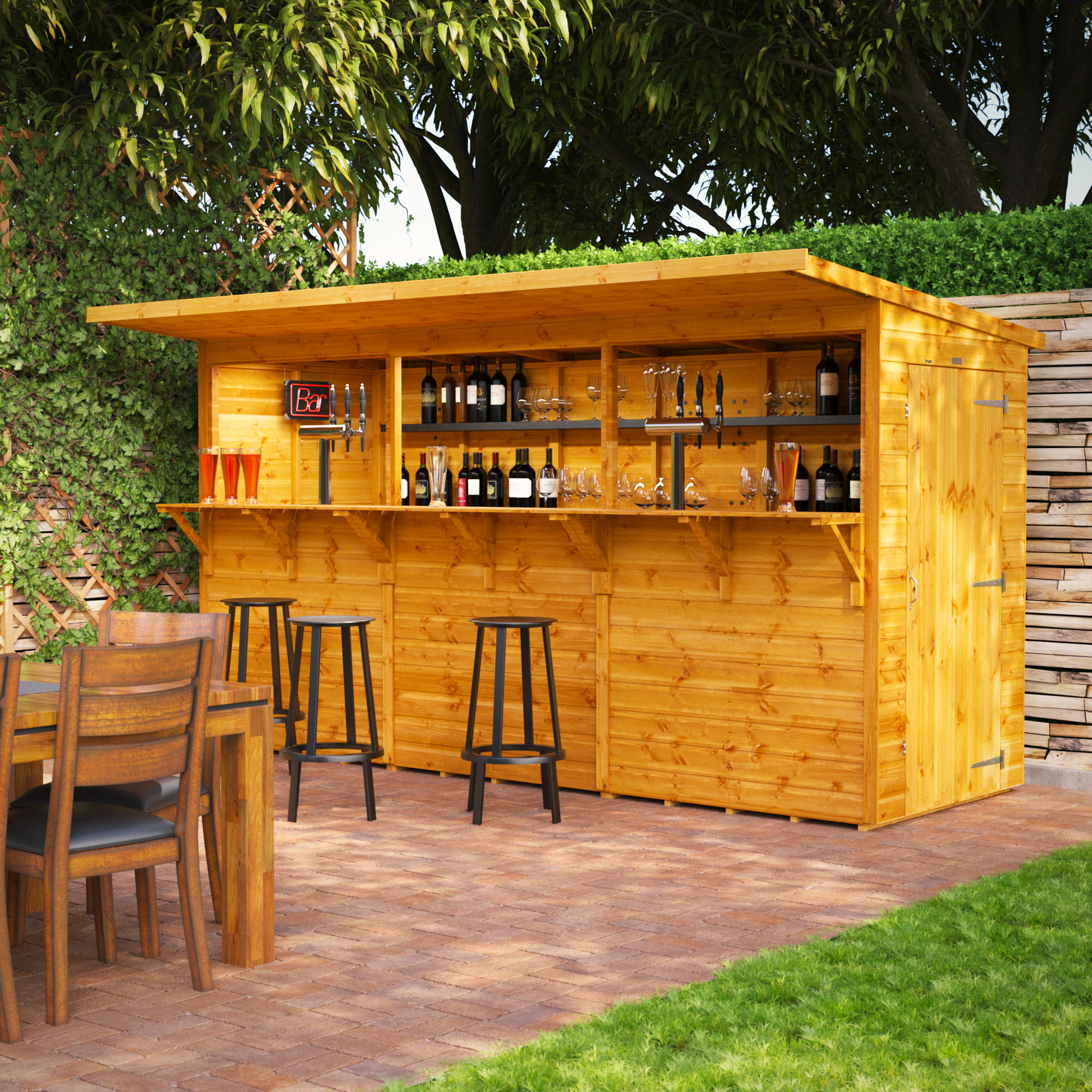 Power Sheds 12 x 4ft Pent Shiplap Dip Treated Pub Shed