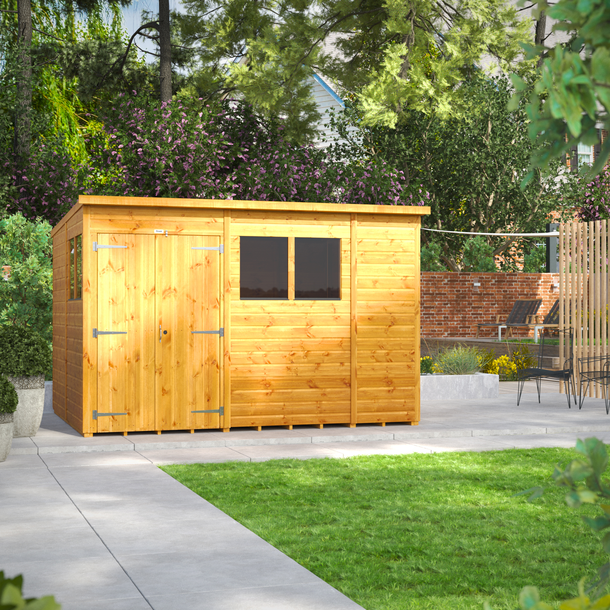 Image of Power Sheds 10 x 8ft Double Door Pent Shiplap Dip Treated Shed