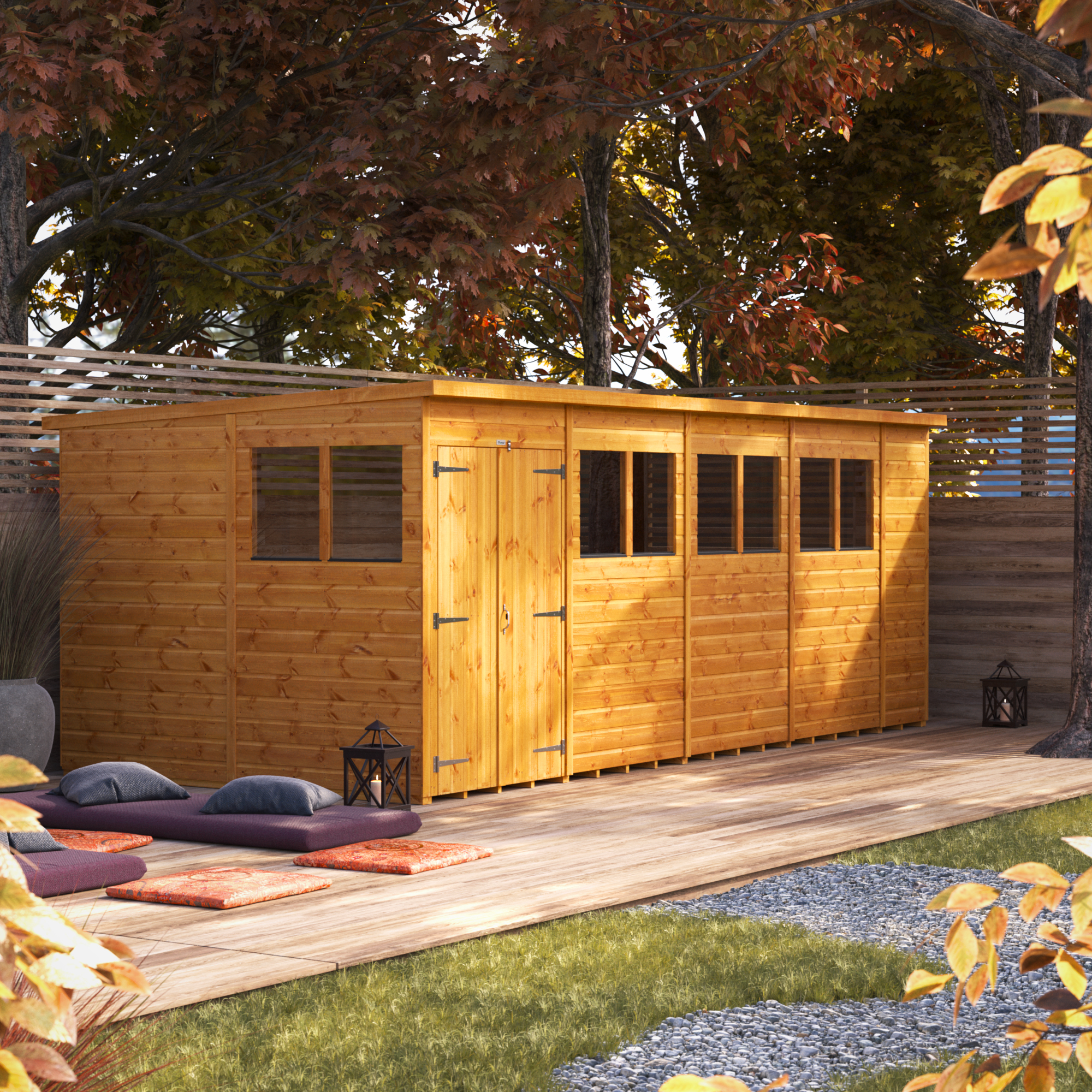 Image of Power Sheds 18 x 8ft Double Door Pent Shiplap Dip Treated Shed