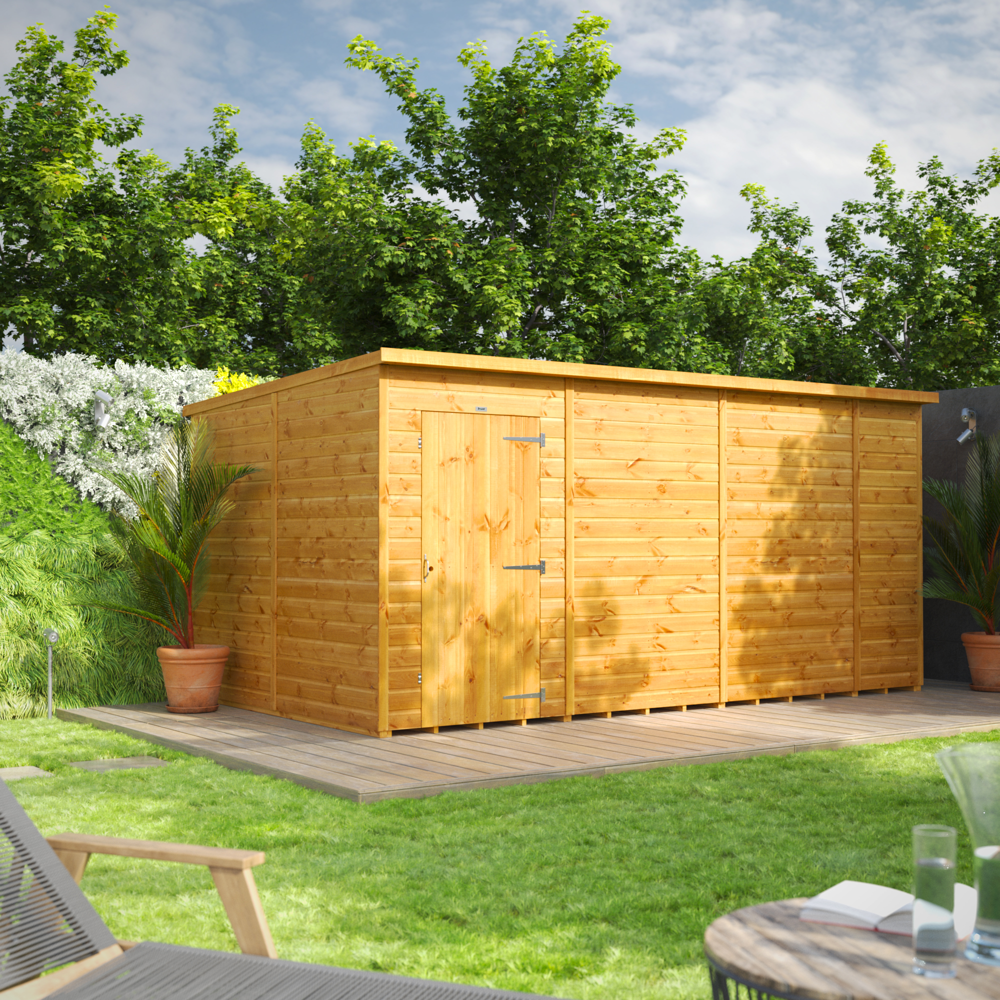 Image of Power Sheds 14 x 8ft Pent Shiplap Dip Treated Windowless Shed