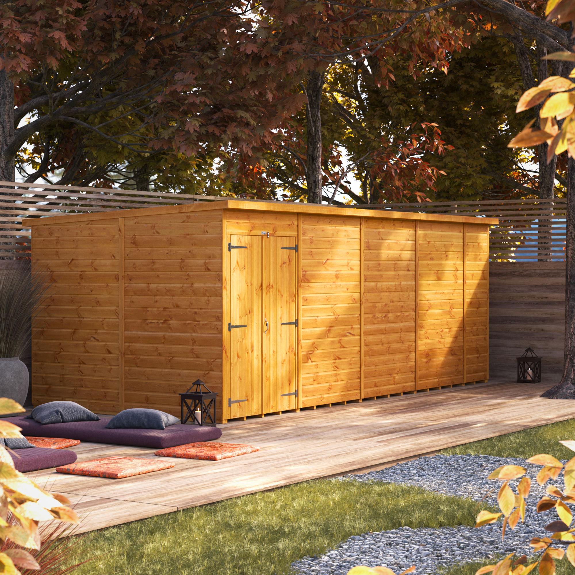 Power Sheds 18 x 8ft Double Door Pent Shiplap Dip Treated Windowless Shed