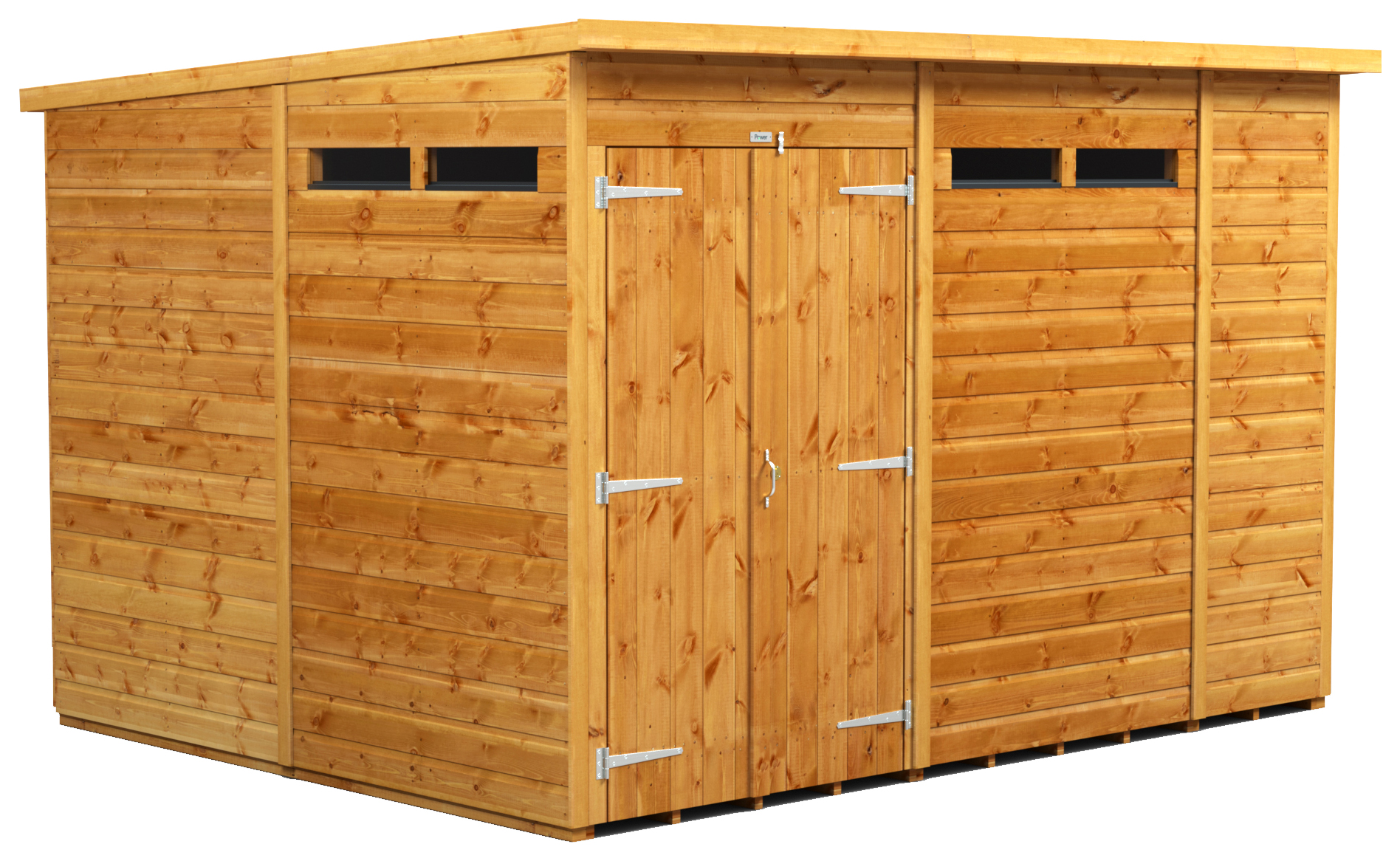 Image of Power Sheds 10 x 8ft Double Door Pent Shiplap Dip Treated Security Shed