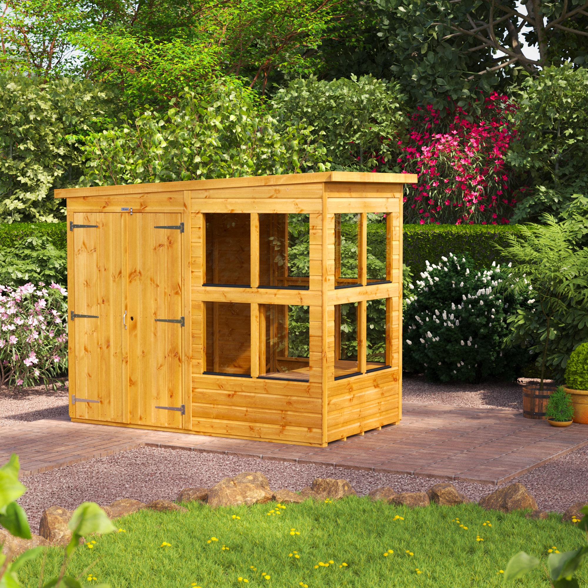 Image of Power Sheds 4 x 8ft Double Door Pent Shiplap Dip Treated Potting Shed