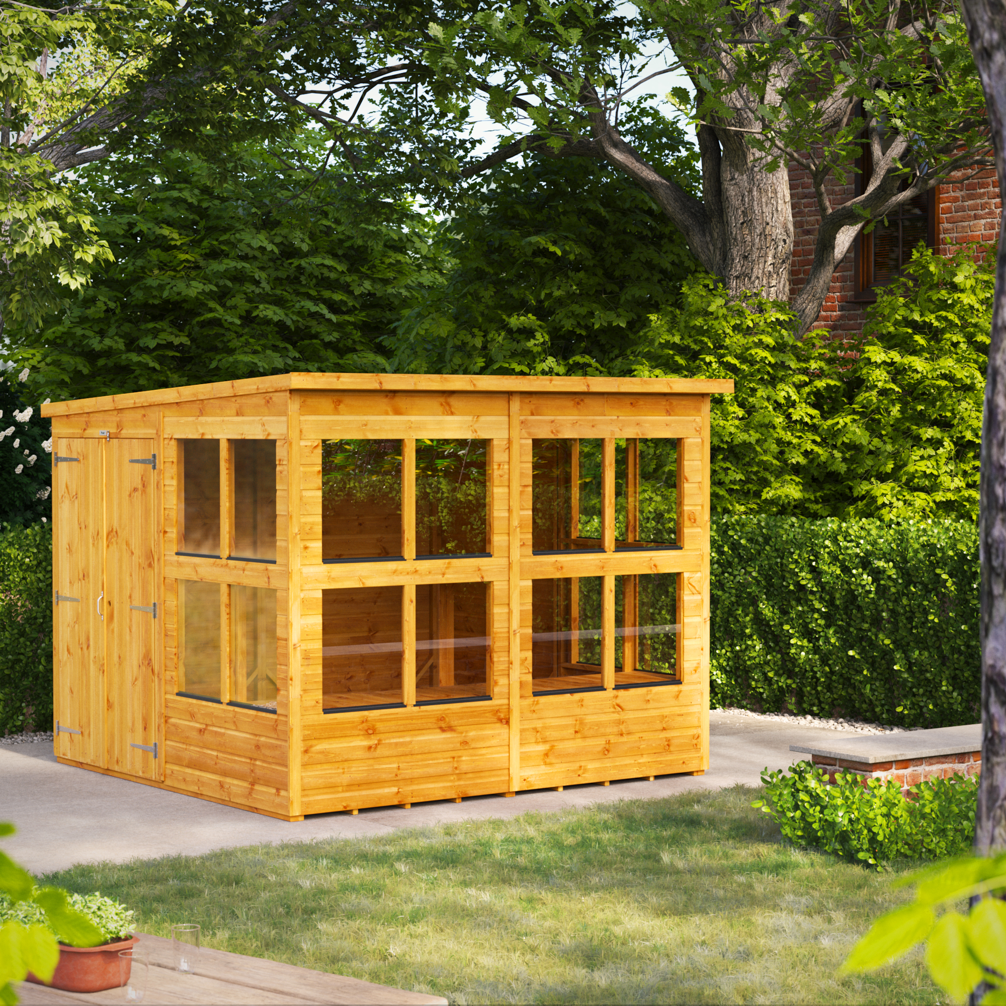 Power Sheds 8 x 8ft Double Door Pent Shiplap Dip Treated Potting Shed