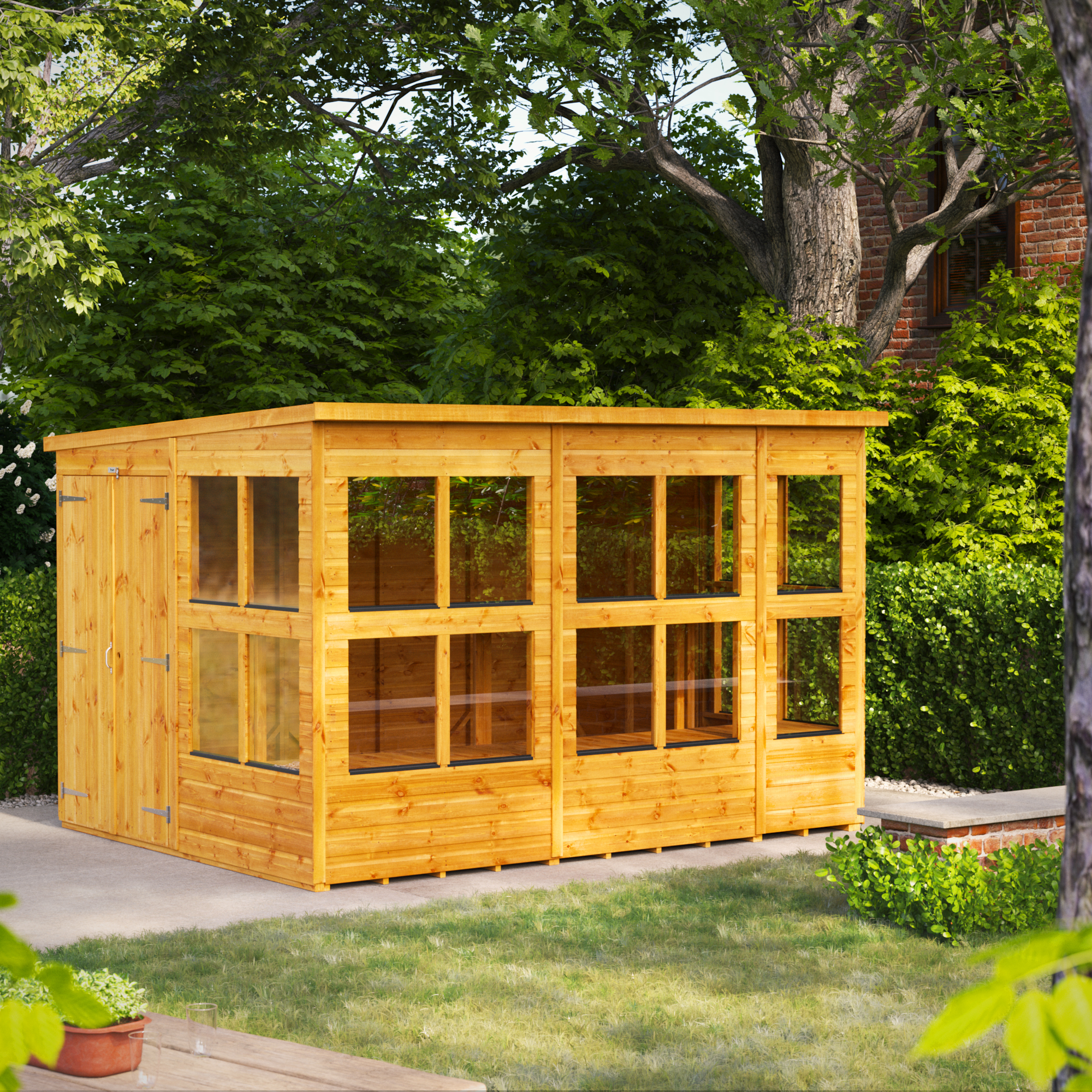 Power Sheds 10 x 8ft Double Door Pent Shiplap Dip Treated Potting Shed