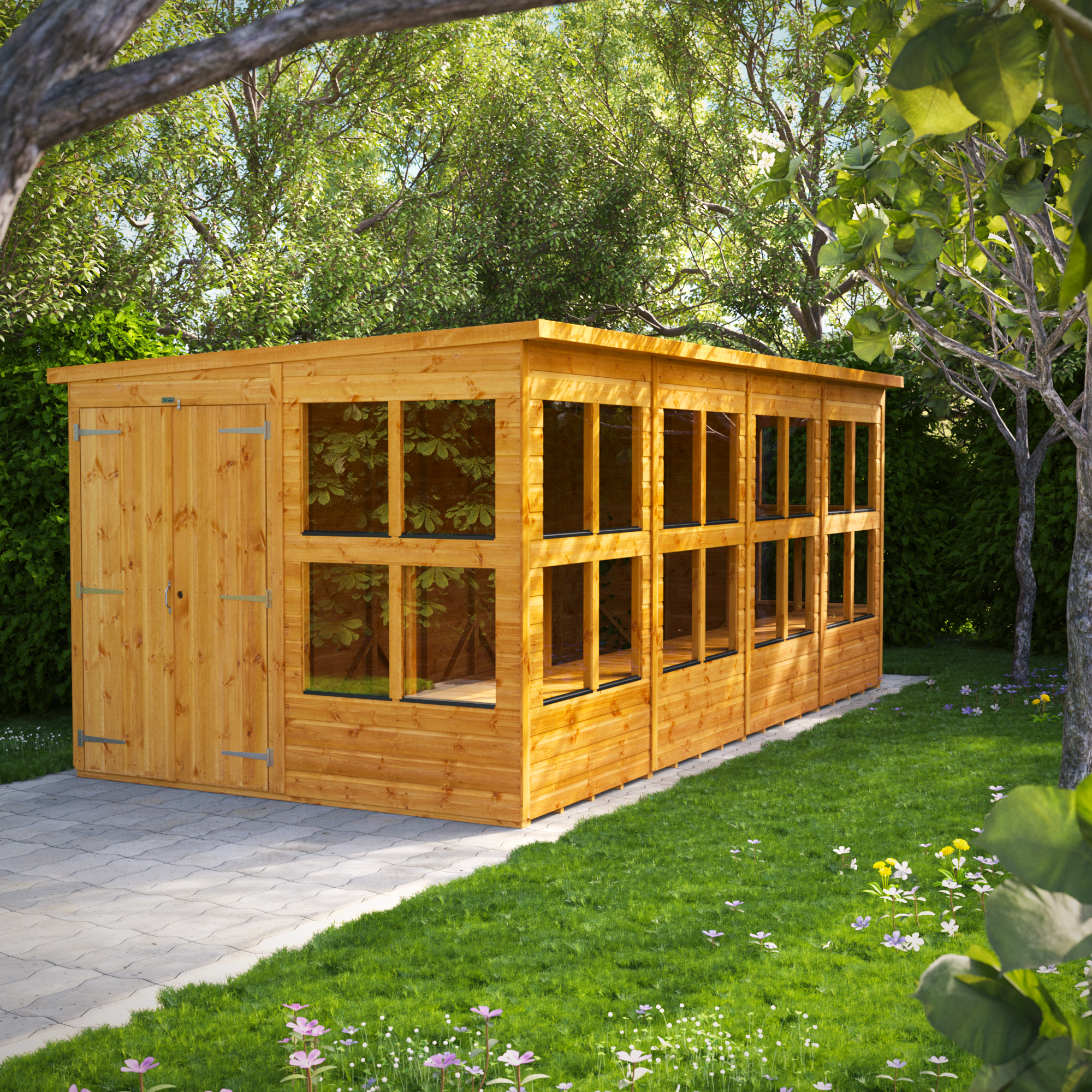 Power Sheds 16 x 8ft Double Door Pent Shiplap Dip Treated Potting Shed