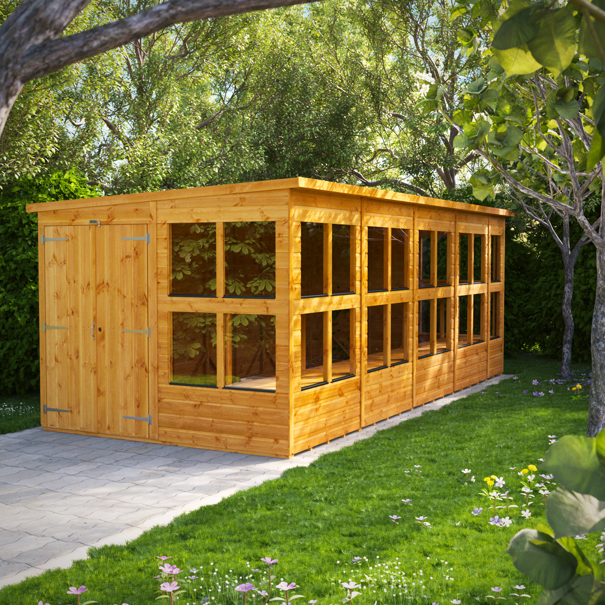 Power Sheds 18 x 8ft Double Door Pent Shiplap Dip Treated Potting Shed