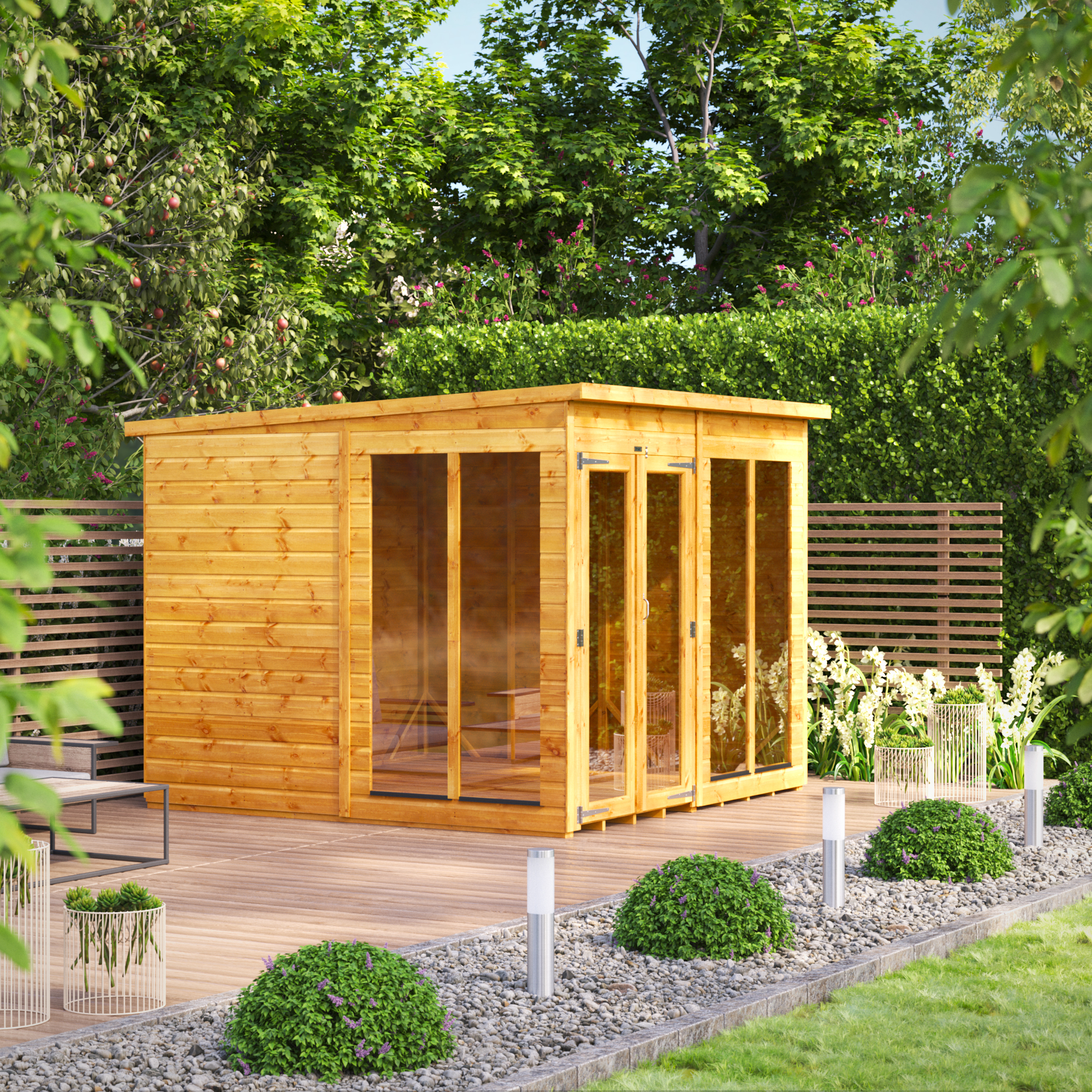Image of Power Sheds 8 x 8ft Pent Shiplap Dip Treated Summerhouse