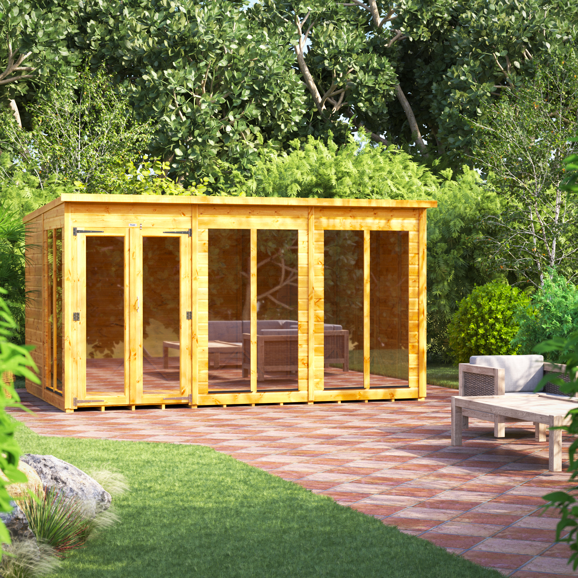 Image of Power Sheds 12 x 8ft Pent Shiplap Dip Treated Summerhouse