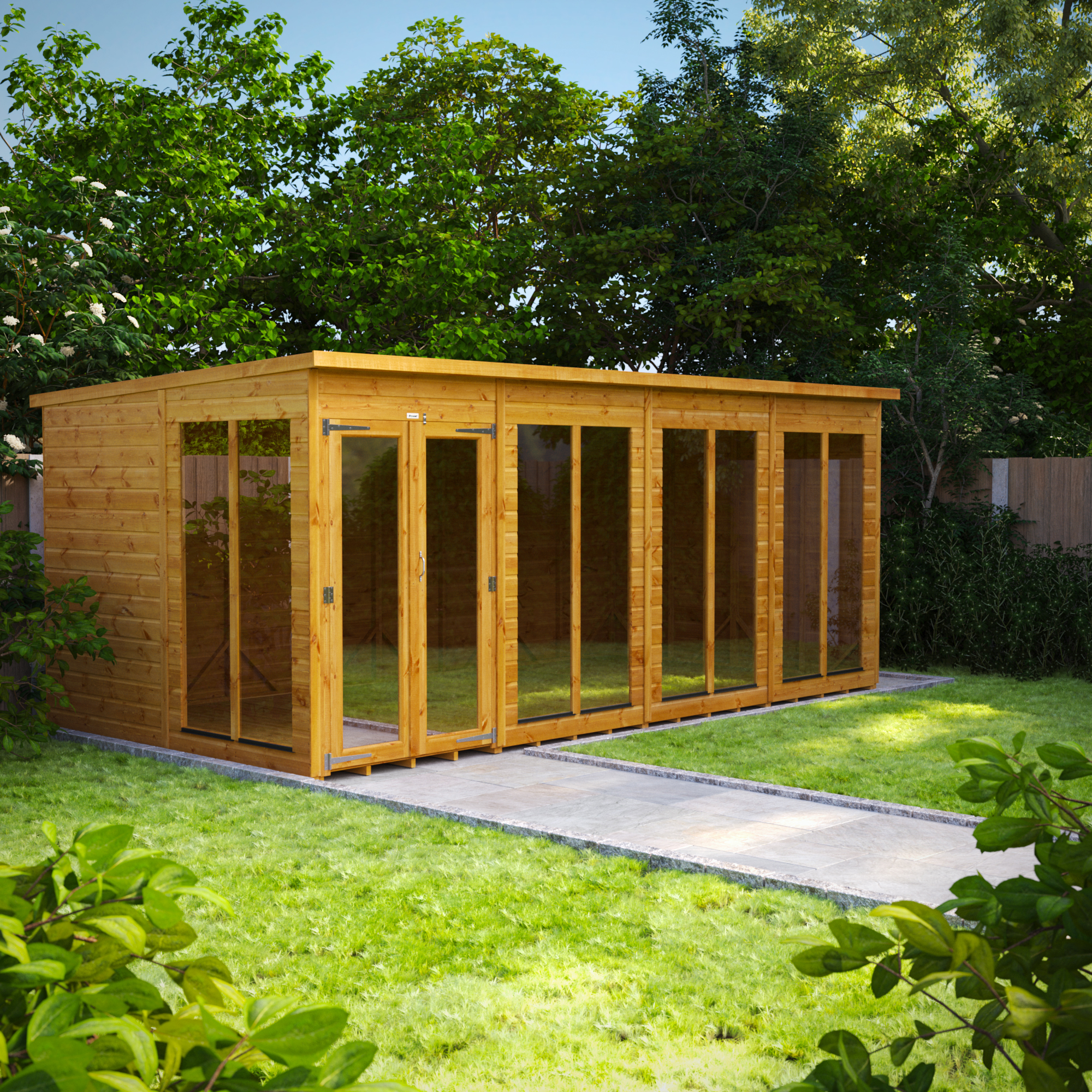 Image of Power Sheds 16 x 8ft Pent Shiplap Dip Treated Summerhouse