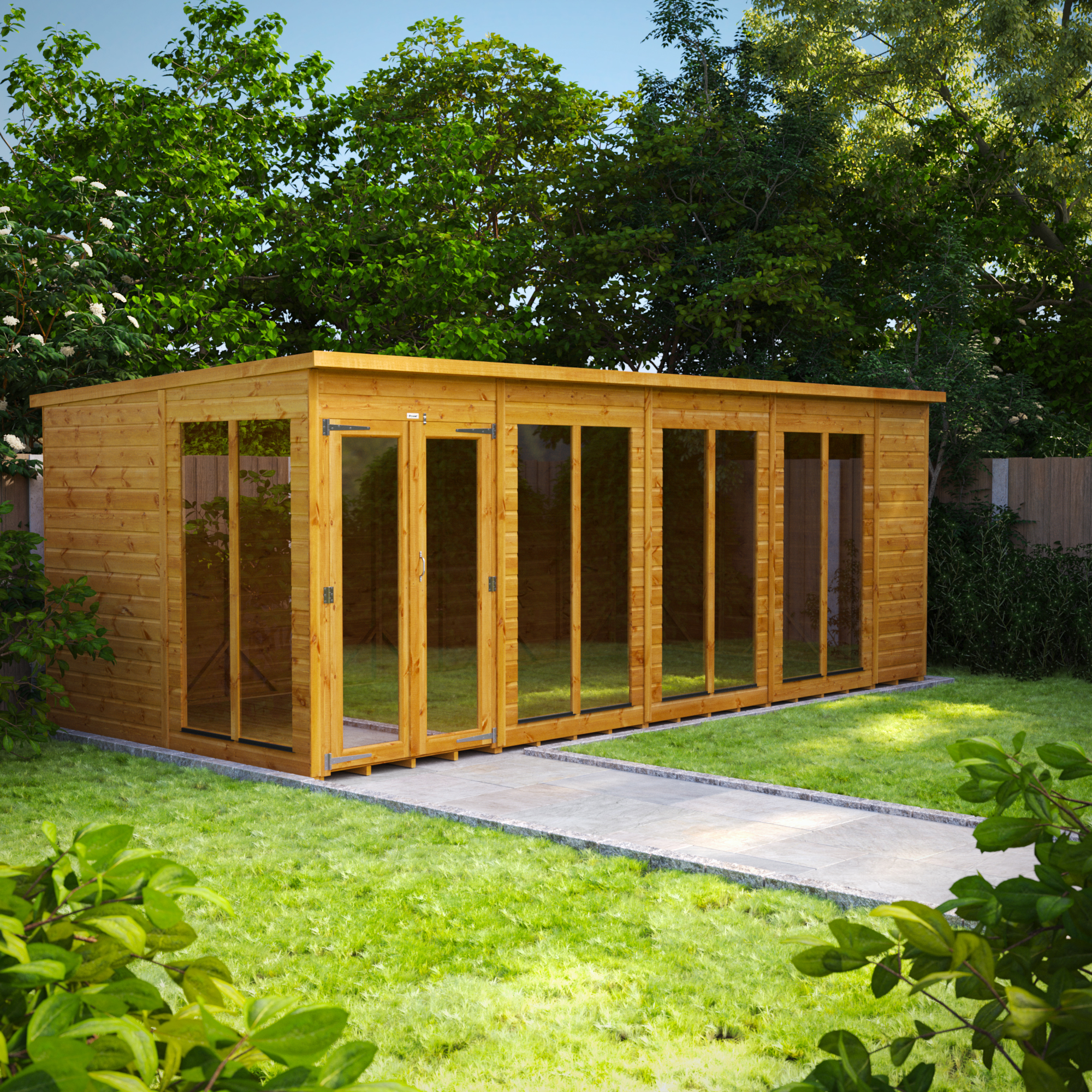 Image of Power Sheds 18 x 8ft Pent Shiplap Dip Treated Summerhouse