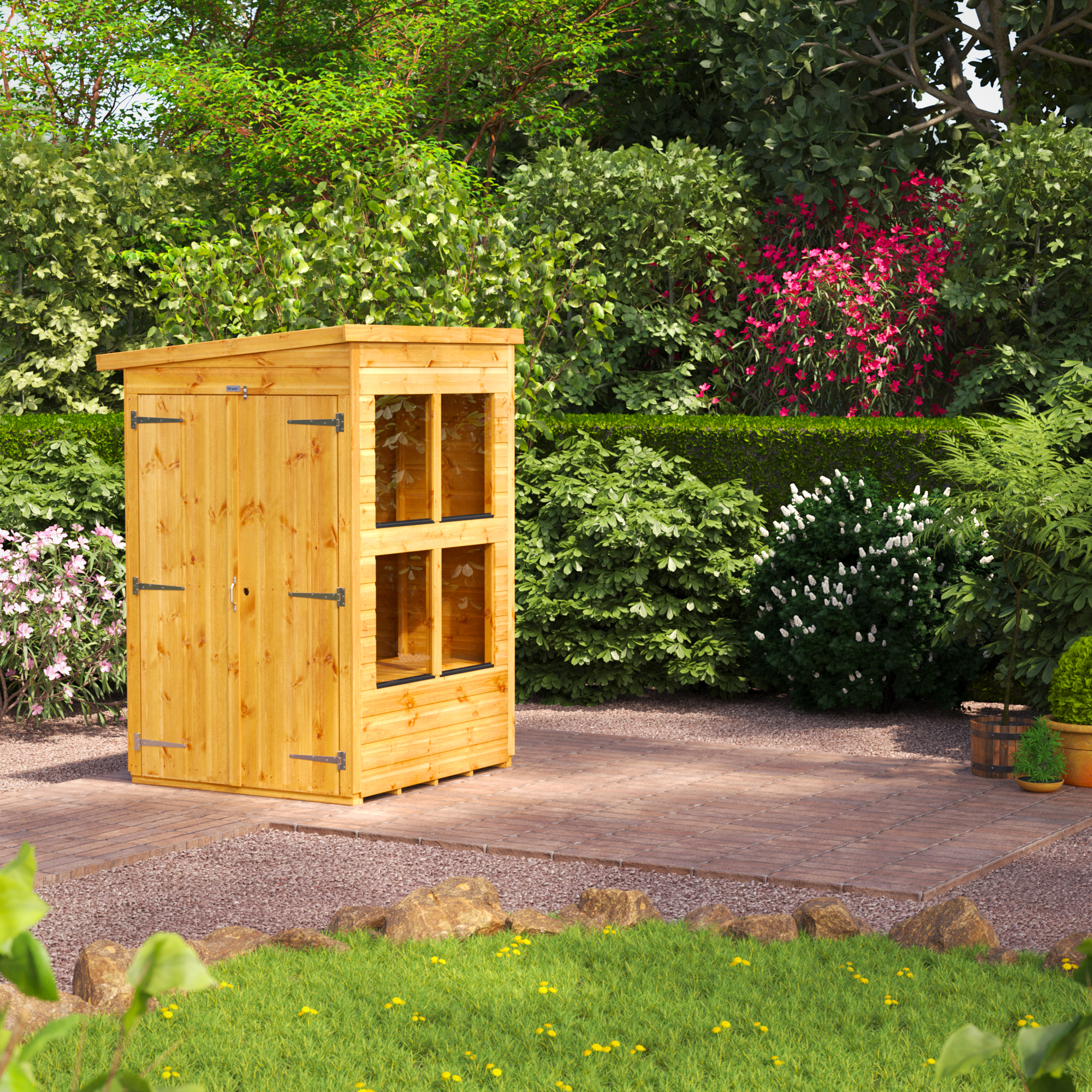Image of Power Sheds 4 x 4ft Double Door Pent Shiplap Dip Treated Potting Shed