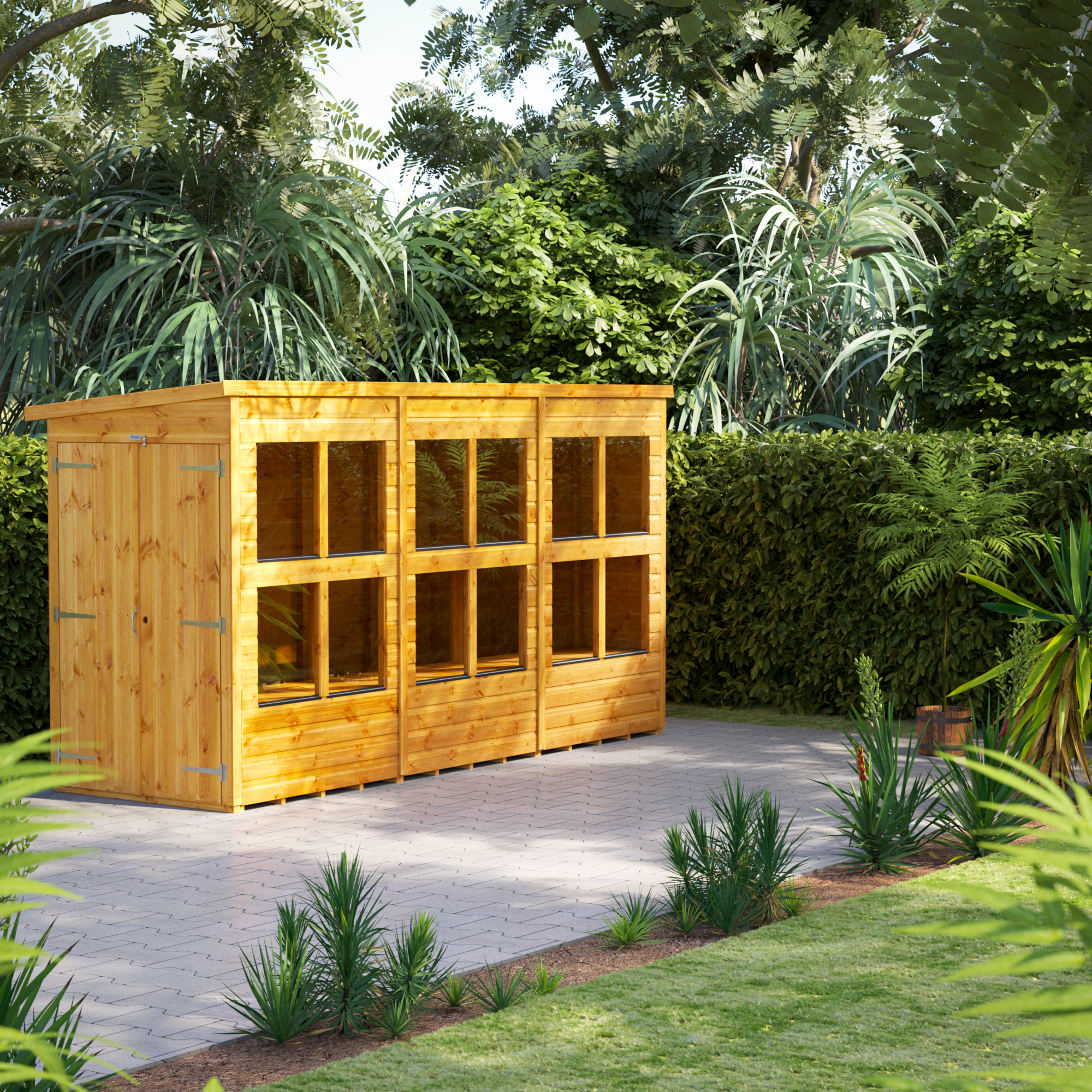 Power Sheds 12 x 4ft Double Door Pent Shiplap Dip Treated Potting Shed