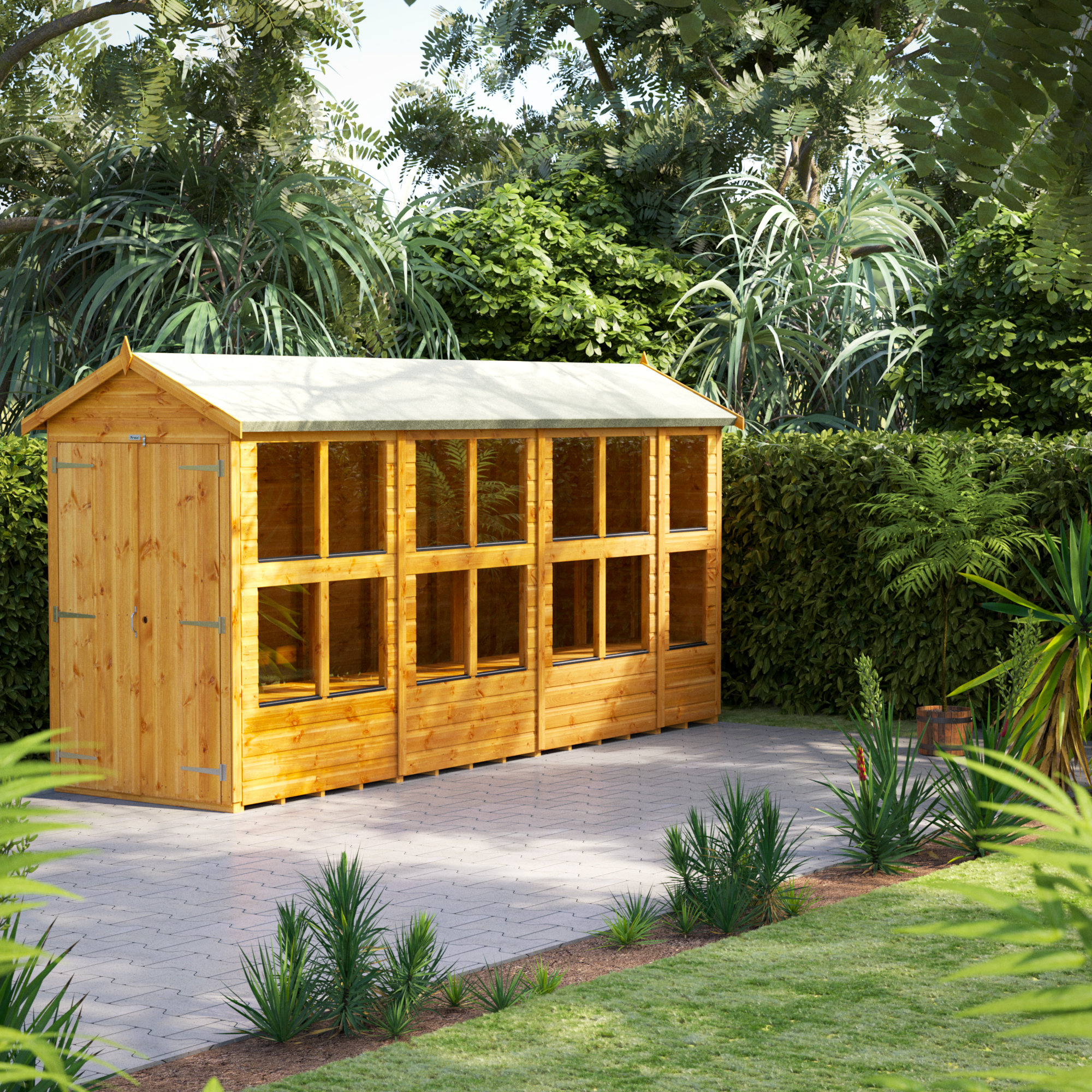 Power Sheds 14 x 4ft Double Door Apex Shiplap Dip Treated Potting Shed