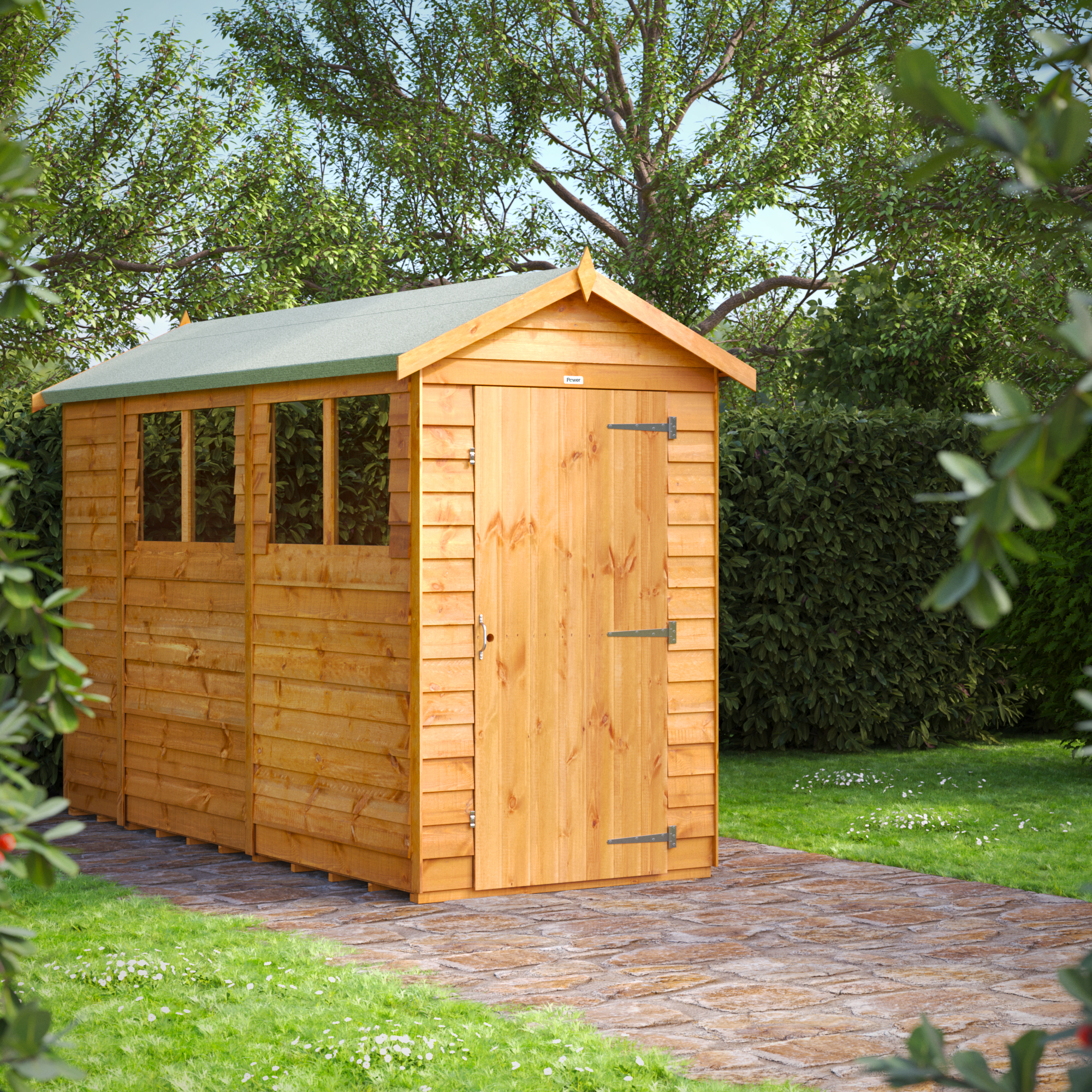 Powersheds Apex Overlap Dip Treated Shed - 10 x 4ft