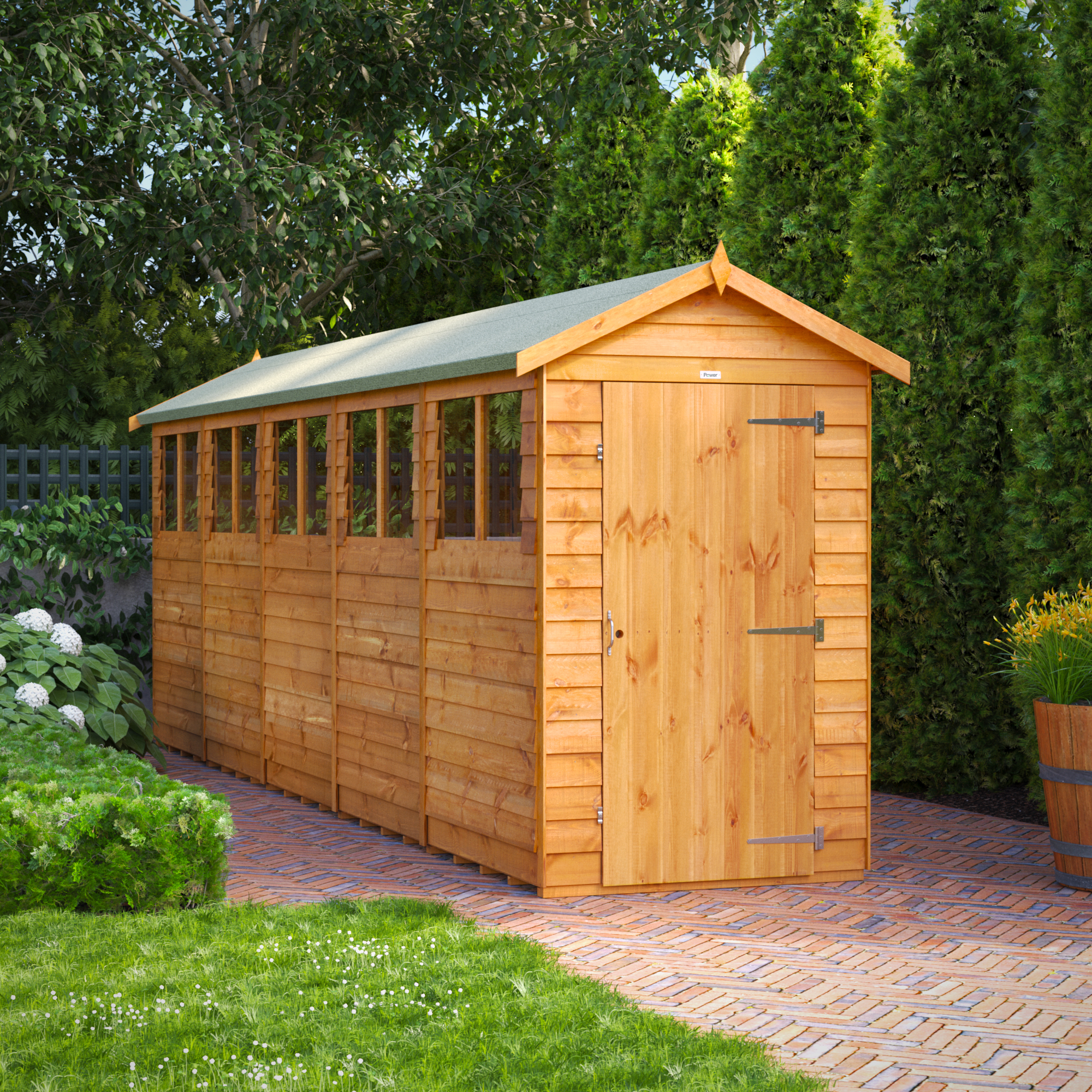 Powersheds Apex Overlap Dip Treated Shed - 20 x 4ft-5208 