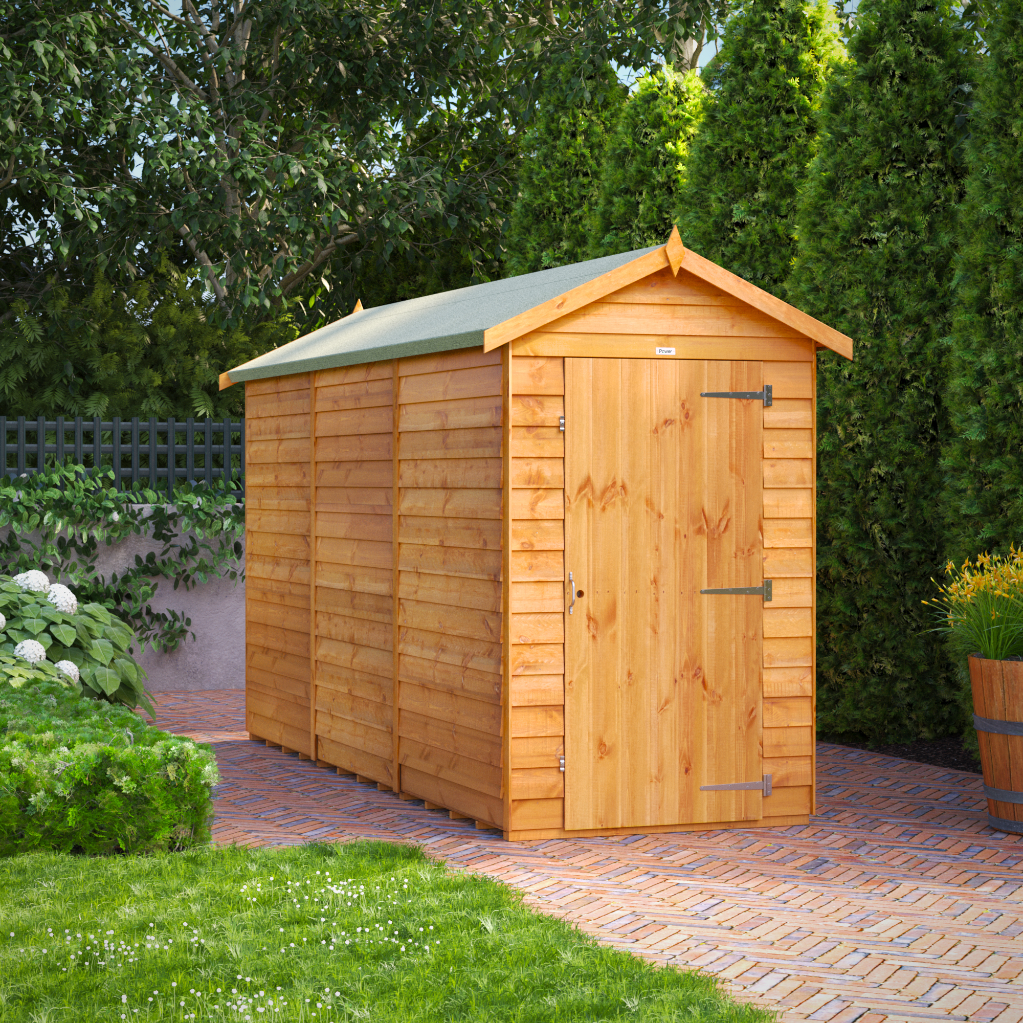 Powersheds Apex Overlap Dip Treated Windowless Shed - 12 x 4ft