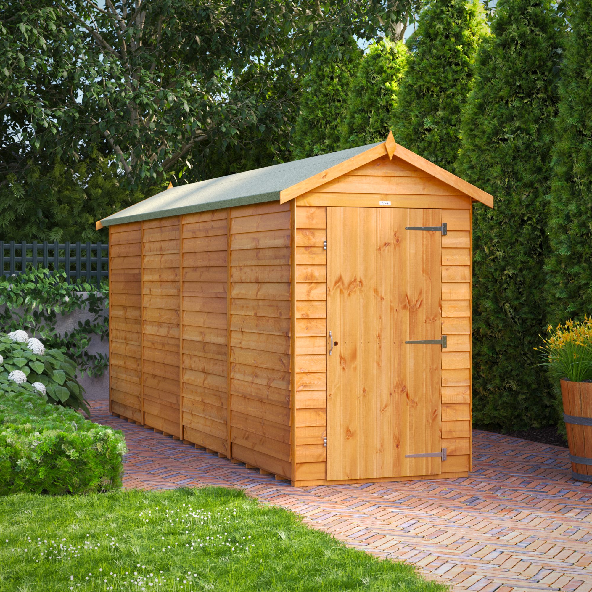 Powersheds Apex Overlap Dip Treated Windowless Shed - 16 x 4ft