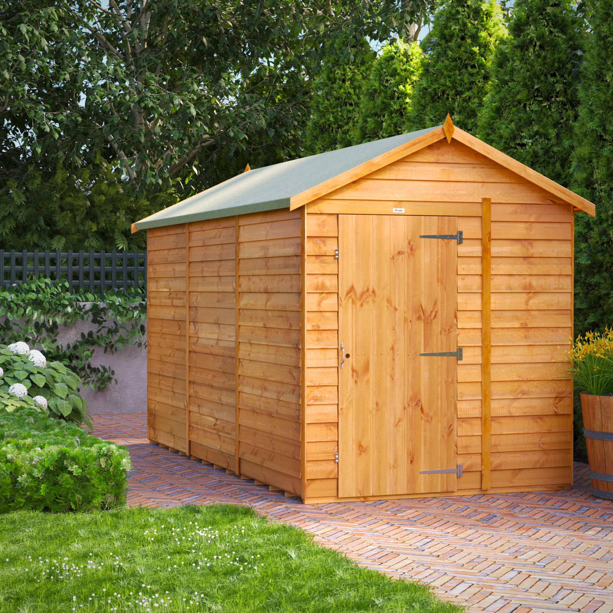 Powersheds Apex Overlap Dip Treated Windowless Shed - 12 x 6ft-4756 