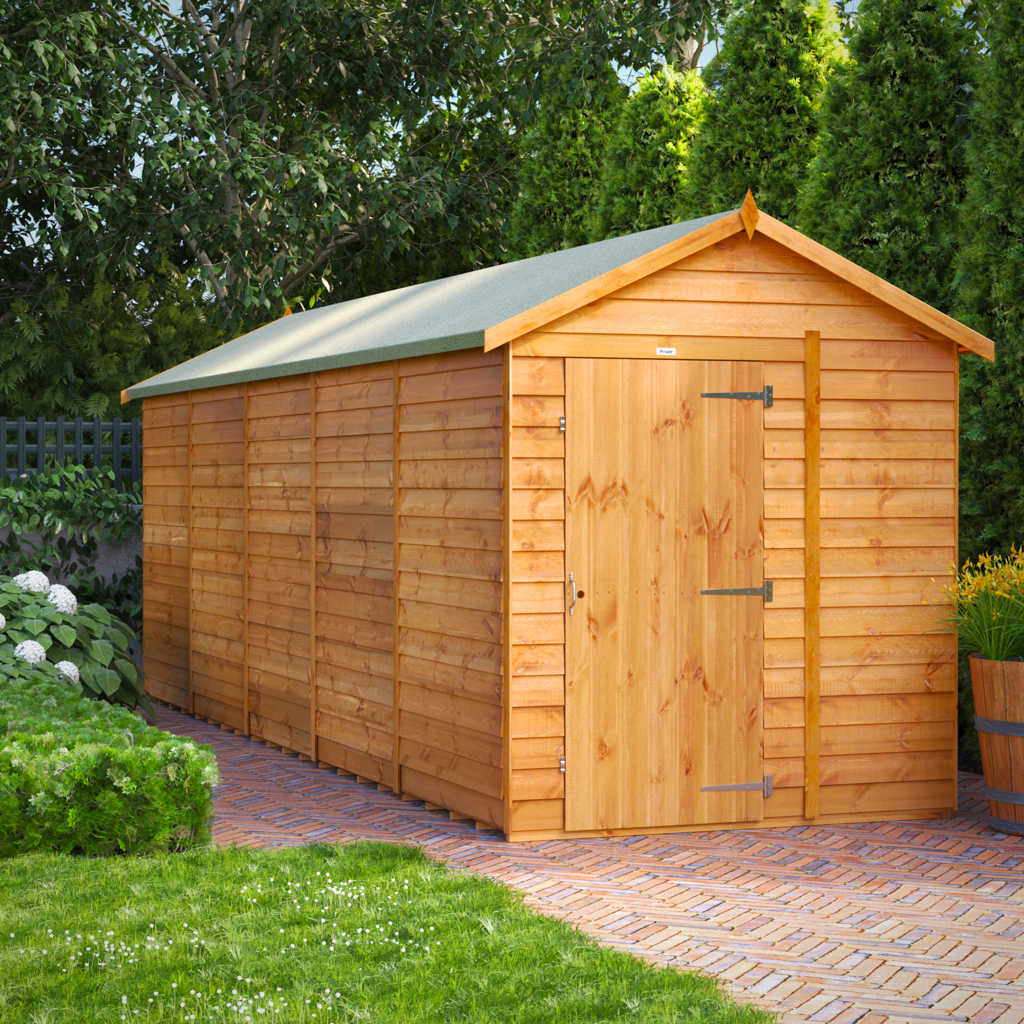 Powersheds Apex Overlap Dip Treated Windowless Shed - 20 x 6ft-5112 