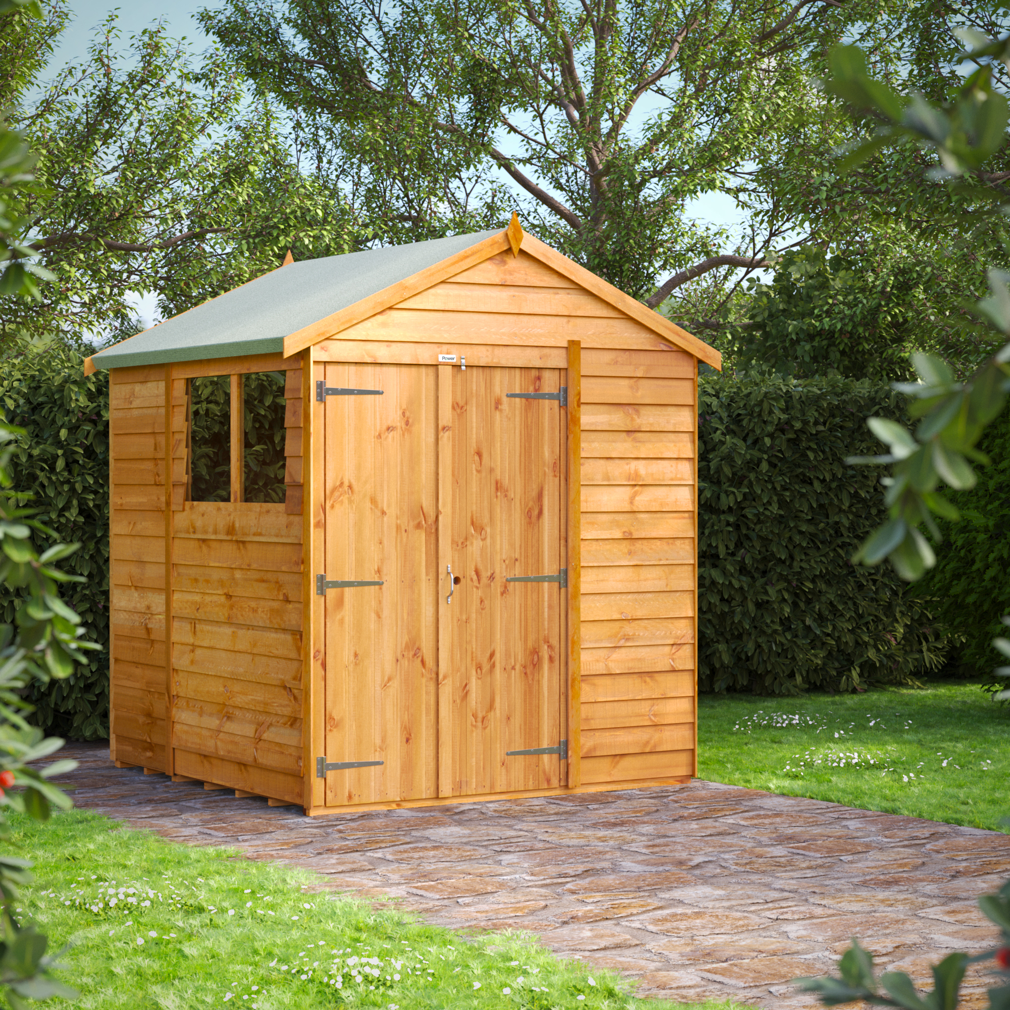 Powersheds Double Door Apex Overlap Dip Treated Shed - 6 x 6ft