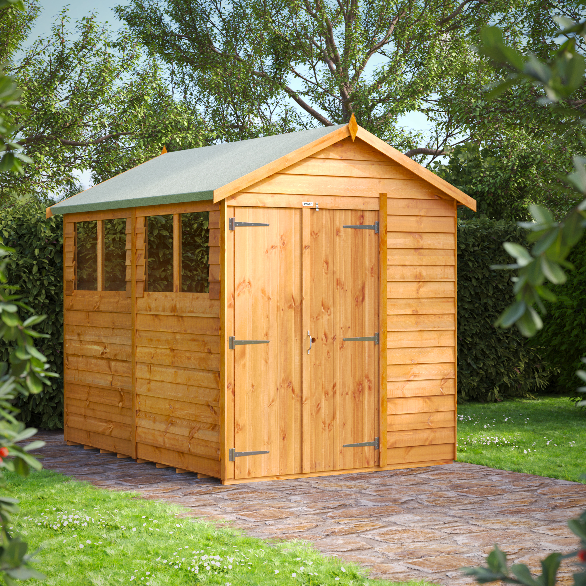 Power Sheds 8 x 6ft Double Door Apex Overlap Dip Treated Shed