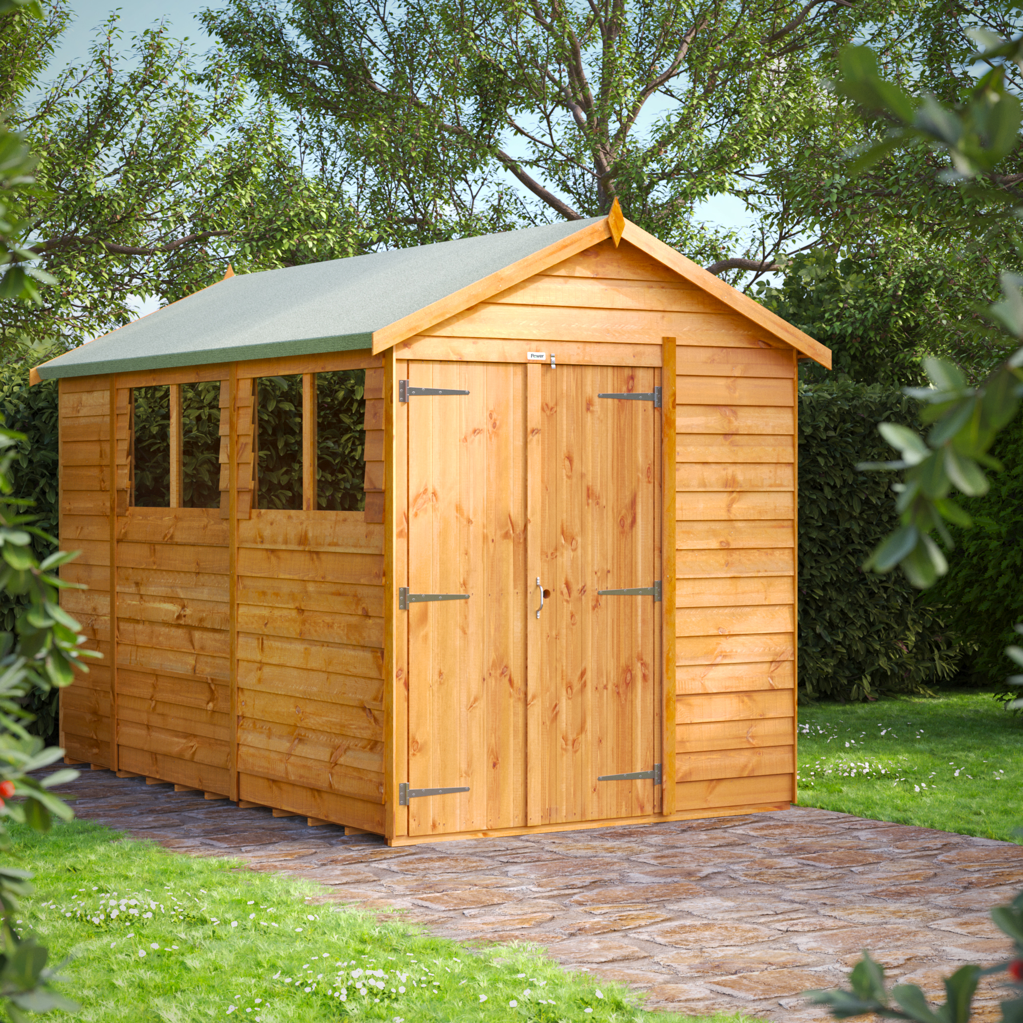 Powersheds Double Door Apex Overlap Dip Treated Shed - 10 x 6ft