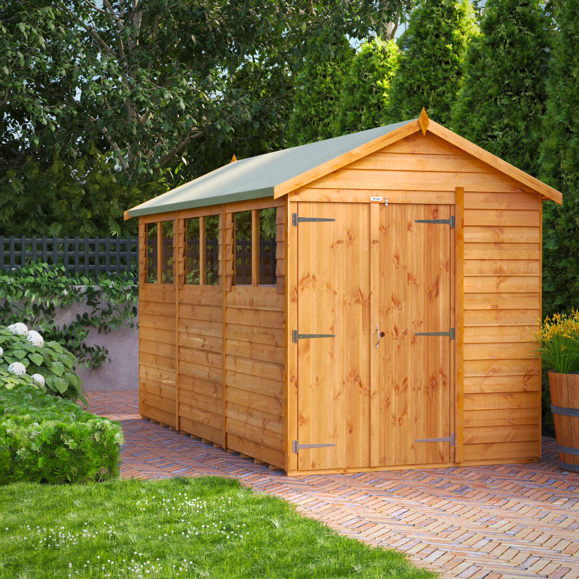 Powersheds Double Door Apex Overlap Dip Treated Shed - 12 x 6ft