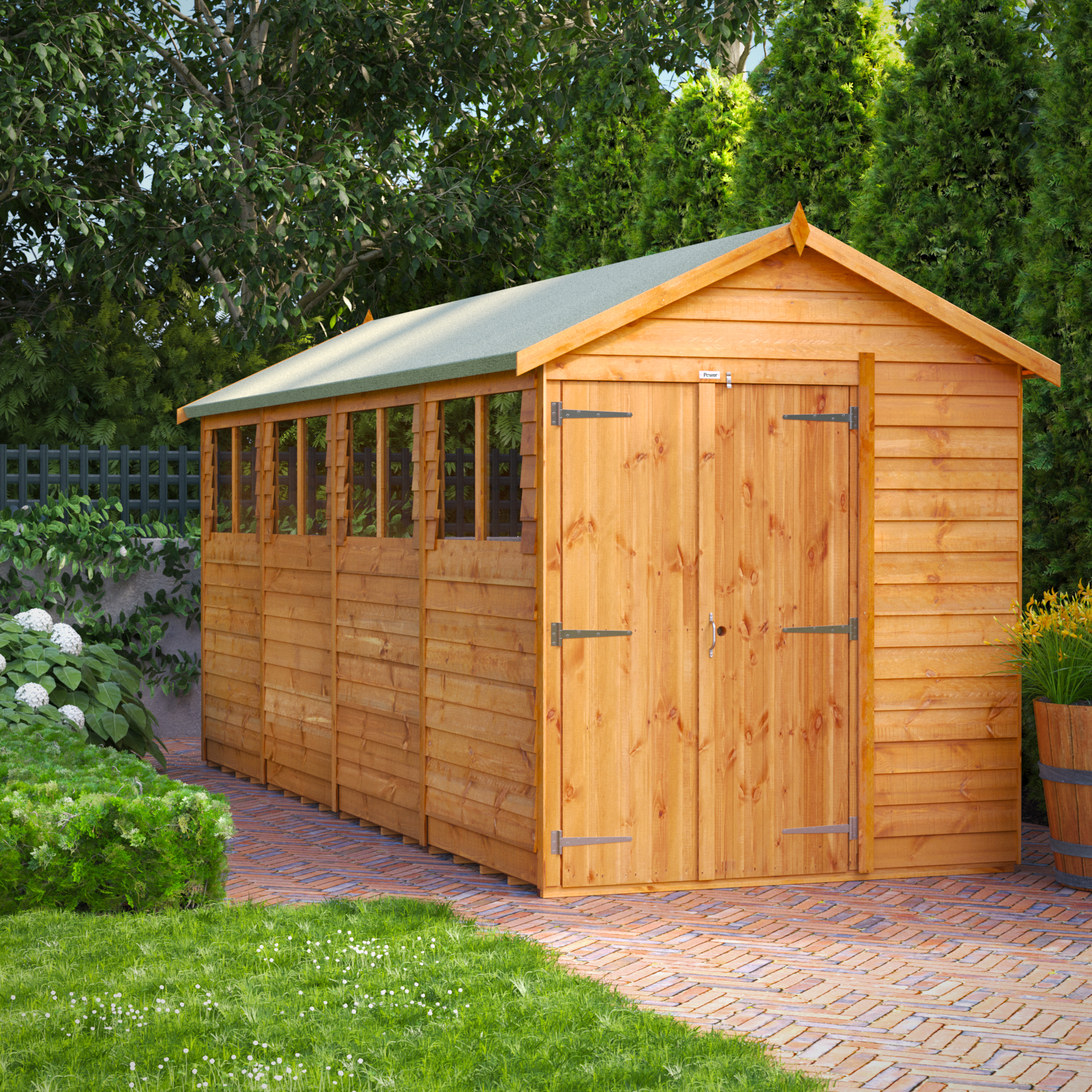 Image of Power Sheds 16 x 6ft Double Door Apex Overlap Dip Treated Shed