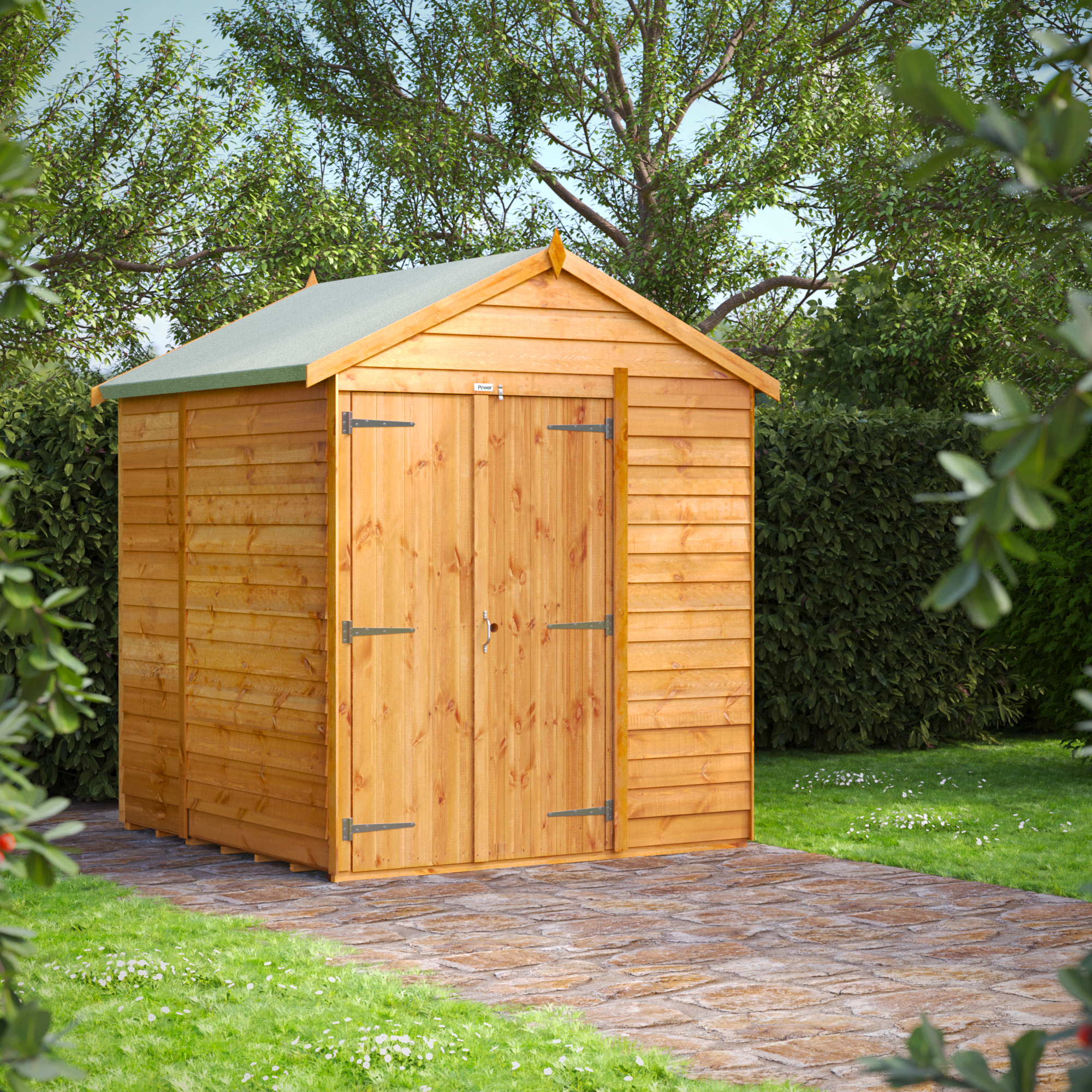 Image of Power Sheds 6 x 6ft Double Door Apex Overlap Dip Treated Windowless Shed