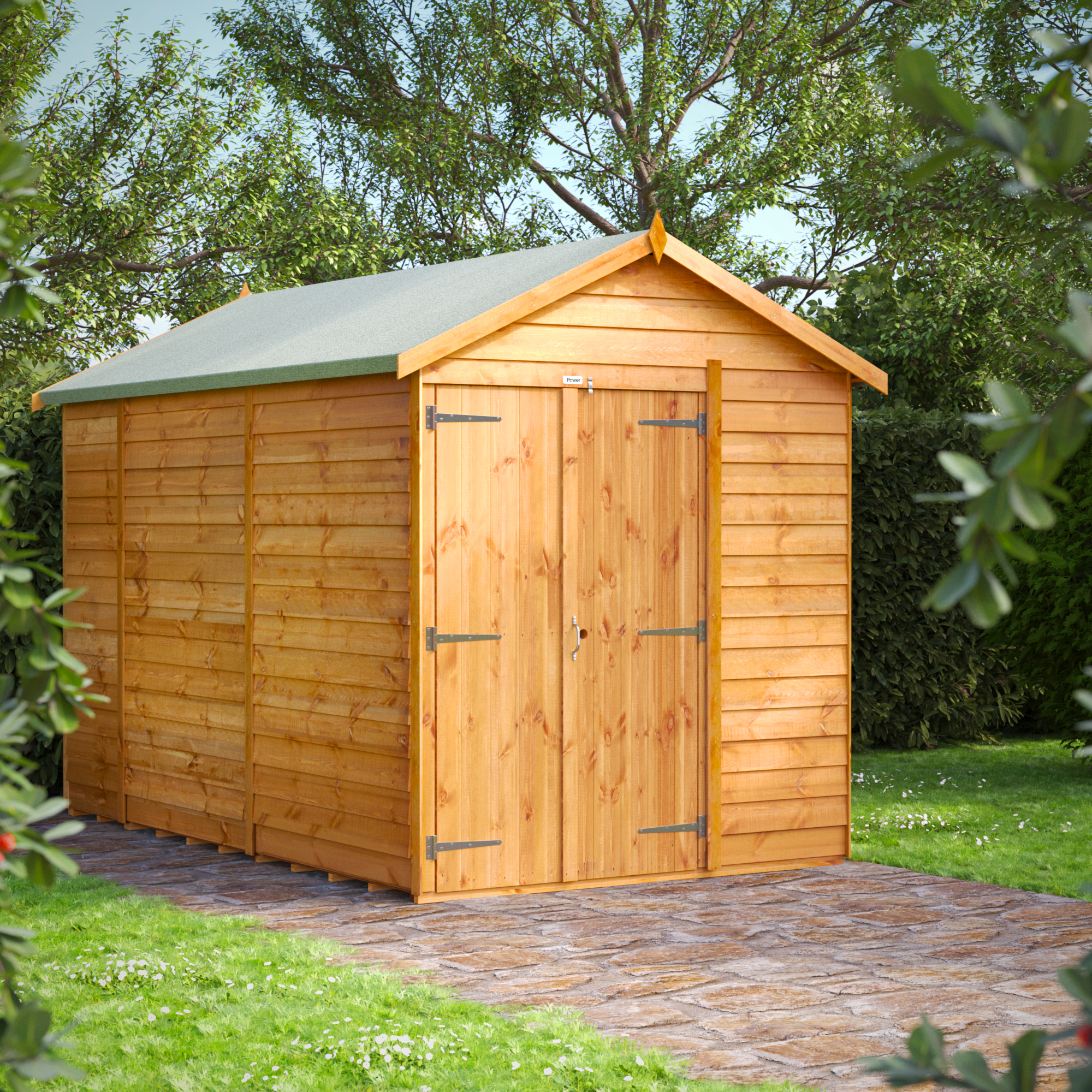 Powersheds Double Door Apex Overlap Dip Treated Windowless Shed - 10 x 6ft-5056 